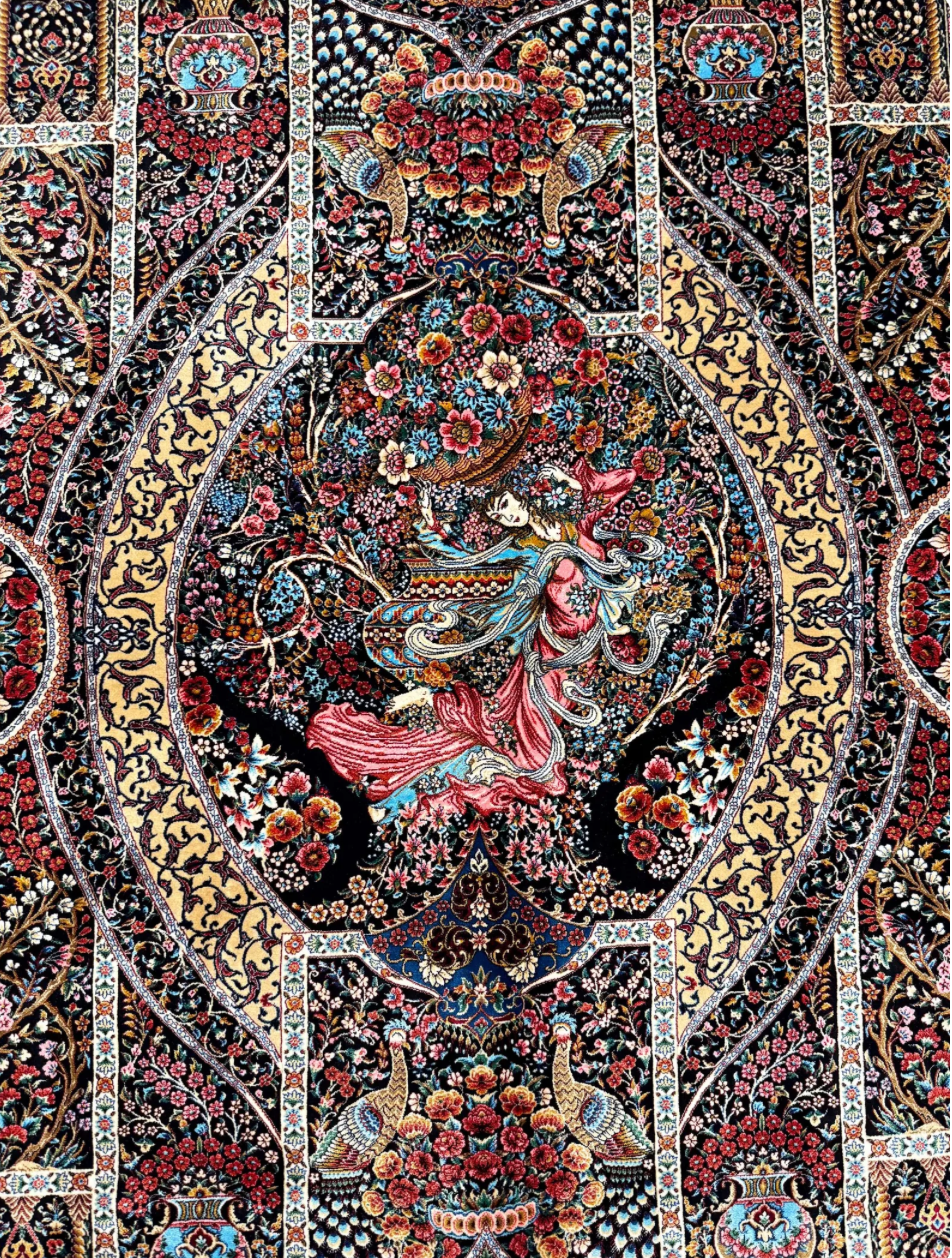 Luxury Persian Bamboo Silk Rug 200x300 cm – Robot-Woven & Hand-Knotted Edges