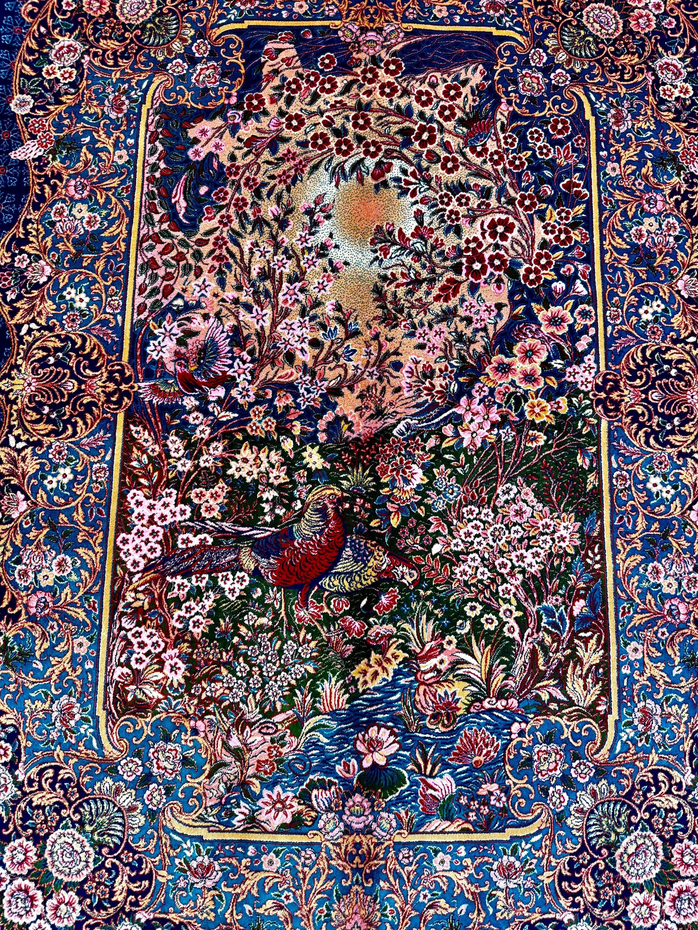 Luxury Persian Bamboo Silk Rug 100x150 cm – Robot-Woven & Hand-Knotted Edges