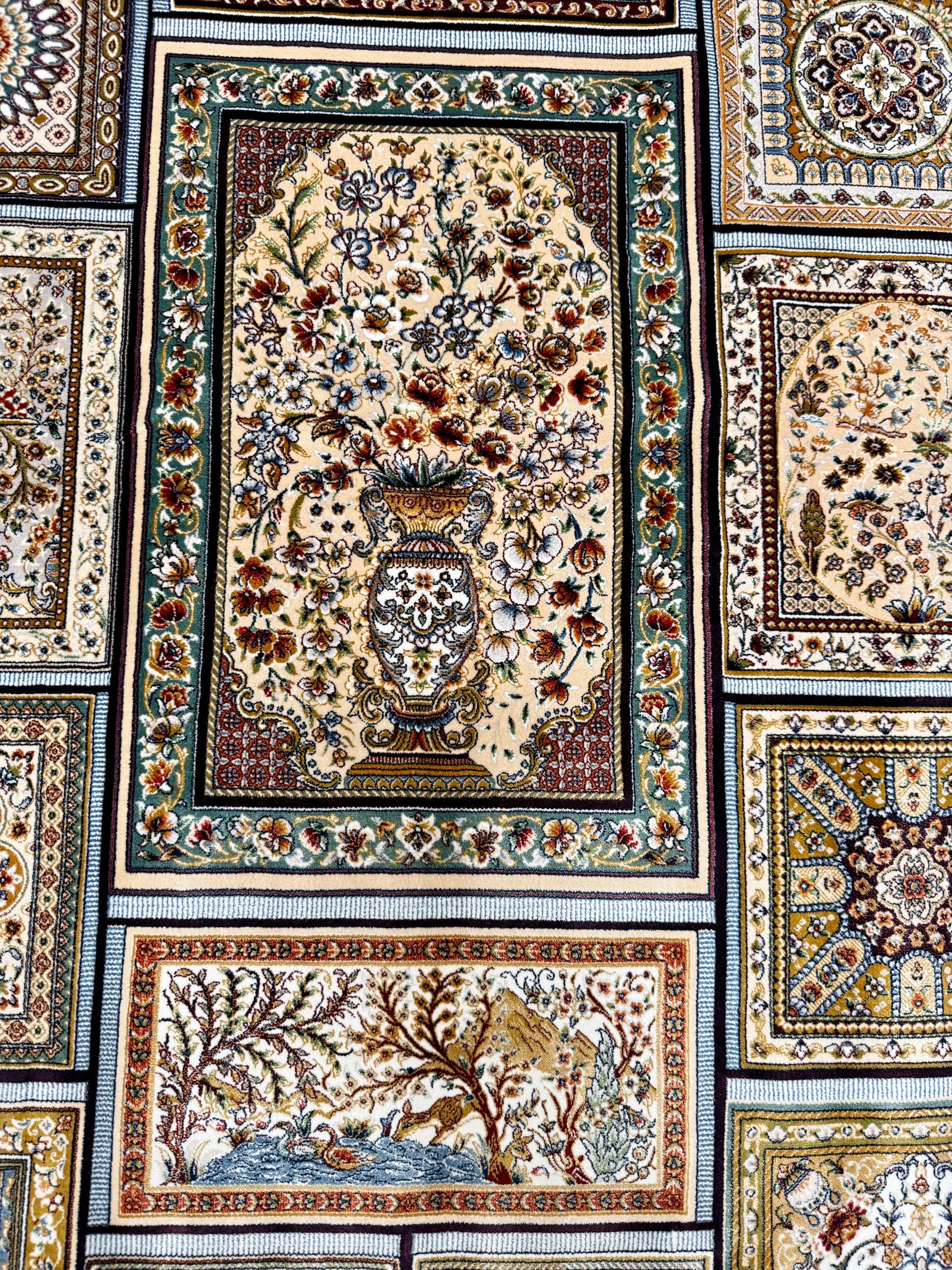 Luxury Persian Bamboo Silk Rug 120x180 cm – Robot-Woven & Hand-Knotted Edges