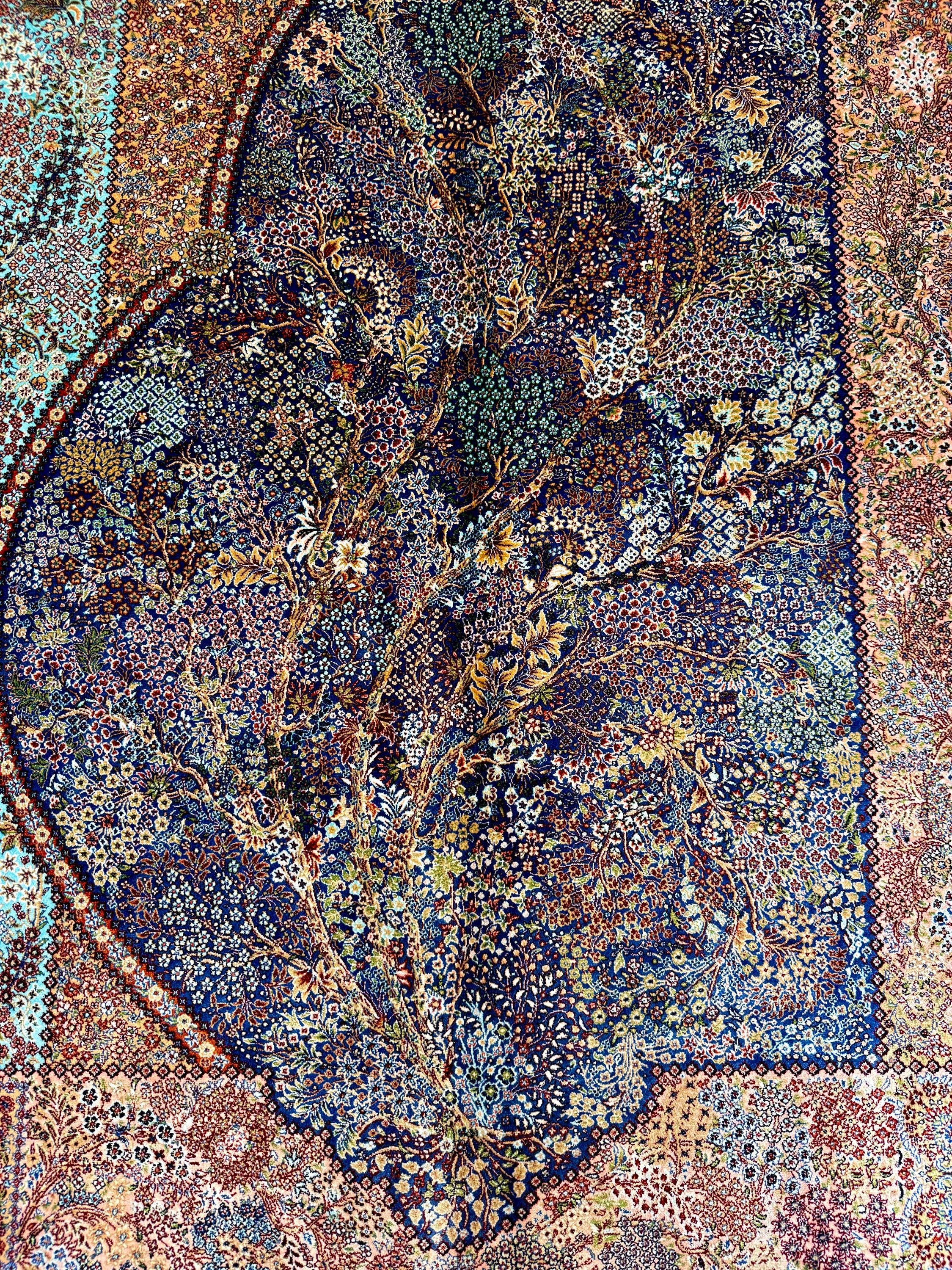 Luxury Persian Bamboo Silk Rug 100x150 cm – Robot-Woven & Hand-Knotted Edges