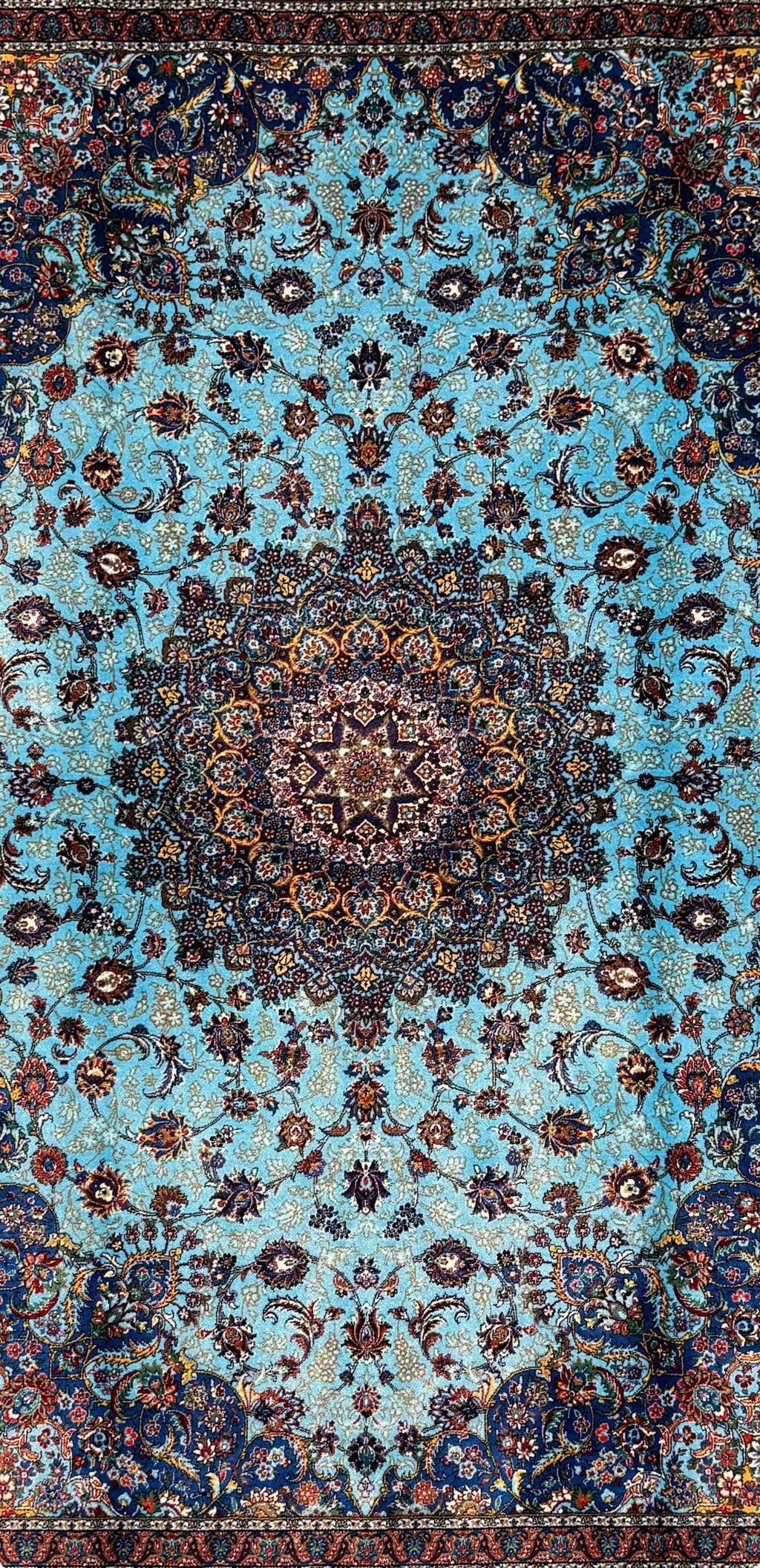 Luxury Persian Bamboo Silk Rug 120x180 cm – Robot-Woven & Hand-Knotted Edges