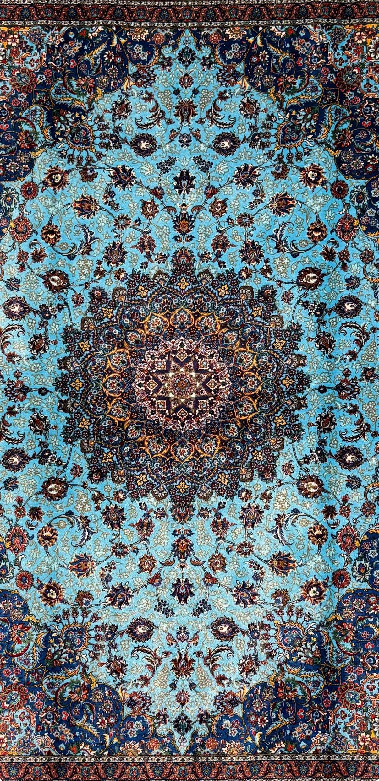 Luxury Persian Bamboo Silk Rug 120x180 cm – Robot-Woven & Hand-Knotted Edges