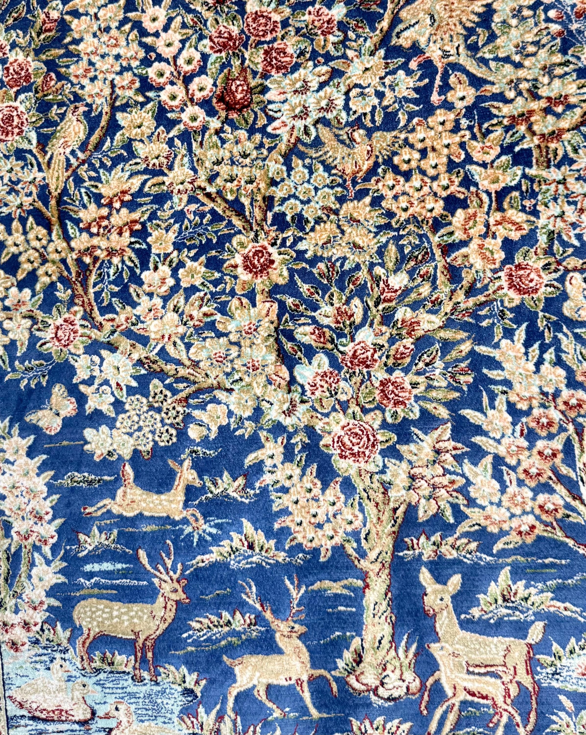 Elegant Persian Bamboo Silk Rug 60x90 cm – Robot-Woven & Hand-Knotted Edges