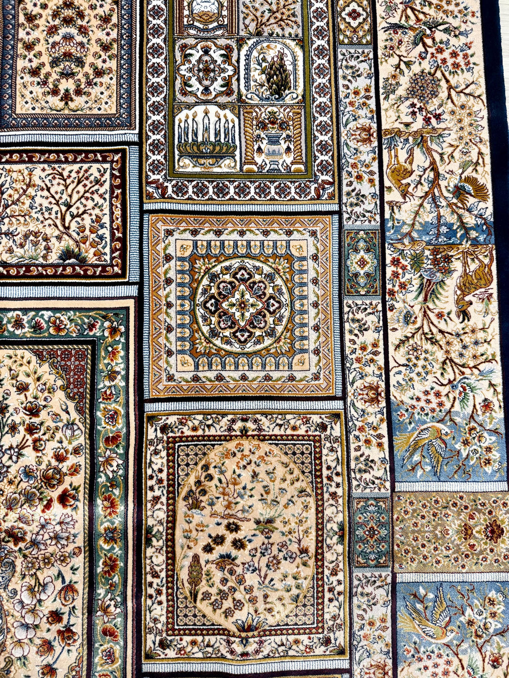 Luxury Persian Bamboo Silk Rug 120x180 cm – Robot-Woven & Hand-Knotted Edges