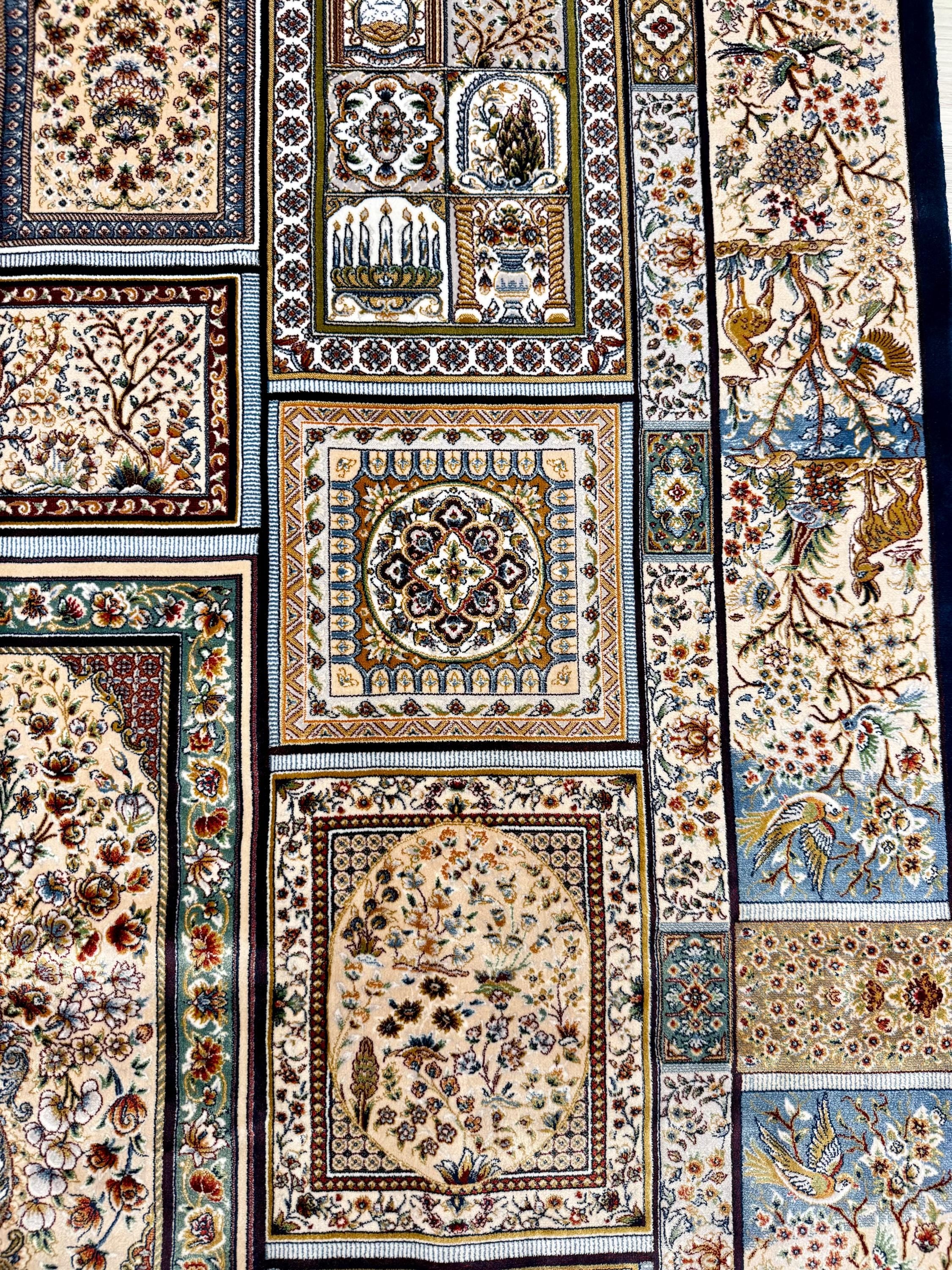 Luxury Persian Bamboo Silk Rug 120x180 cm – Robot-Woven & Hand-Knotted Edges