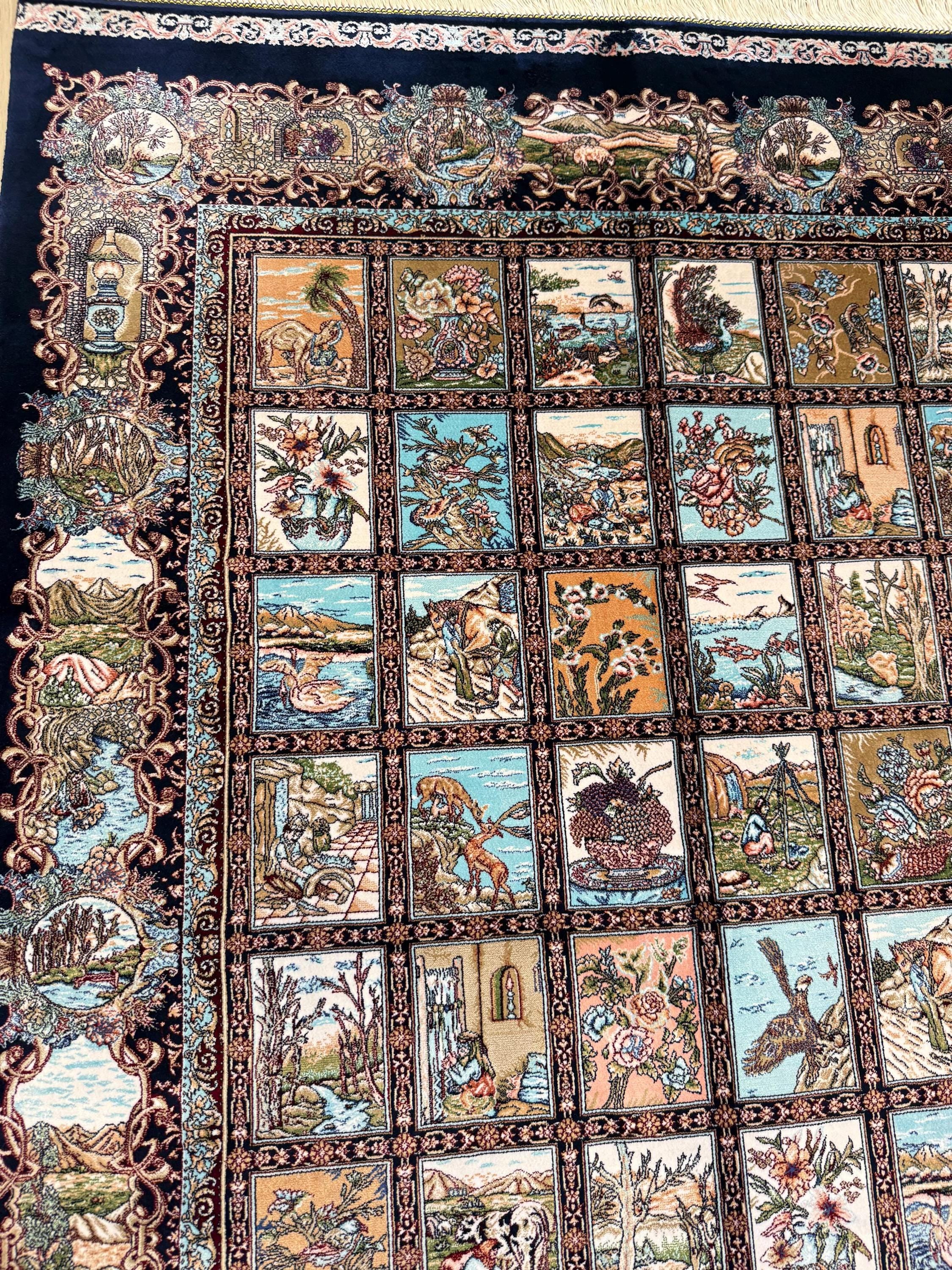 Luxury Persian Bamboo Silk Rug 100x150 cm – Robot-Woven & Hand-Knotted Edges