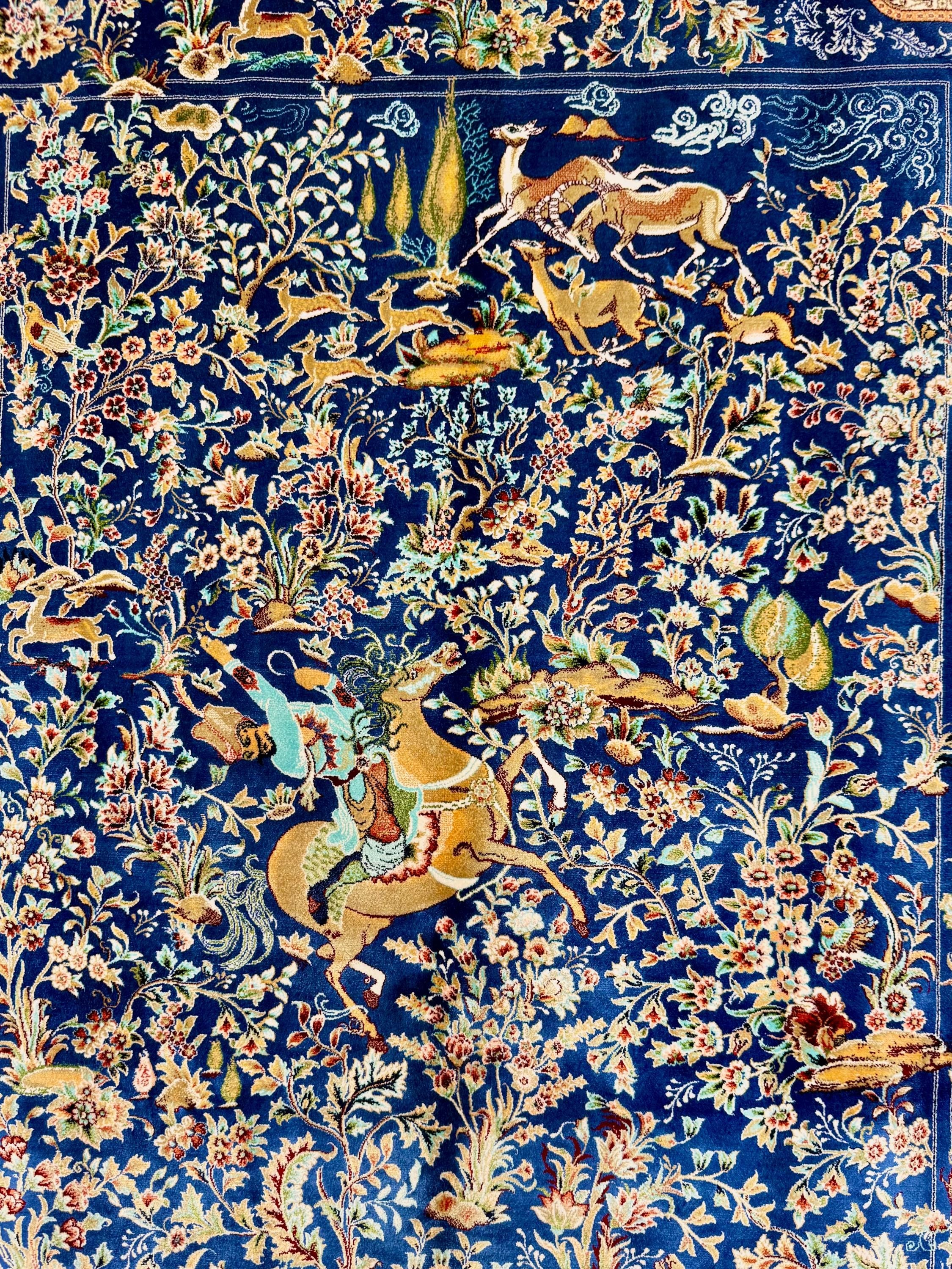 Luxury Persian Bamboo Silk Rug 120x180 cm – Robot-Woven & Hand-Knotted Edges