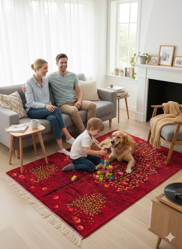 Luxury Persian Bamboo Silk Gabbeh Rug 85x125 cm – Robot-Woven & Hand-Knotted Edges