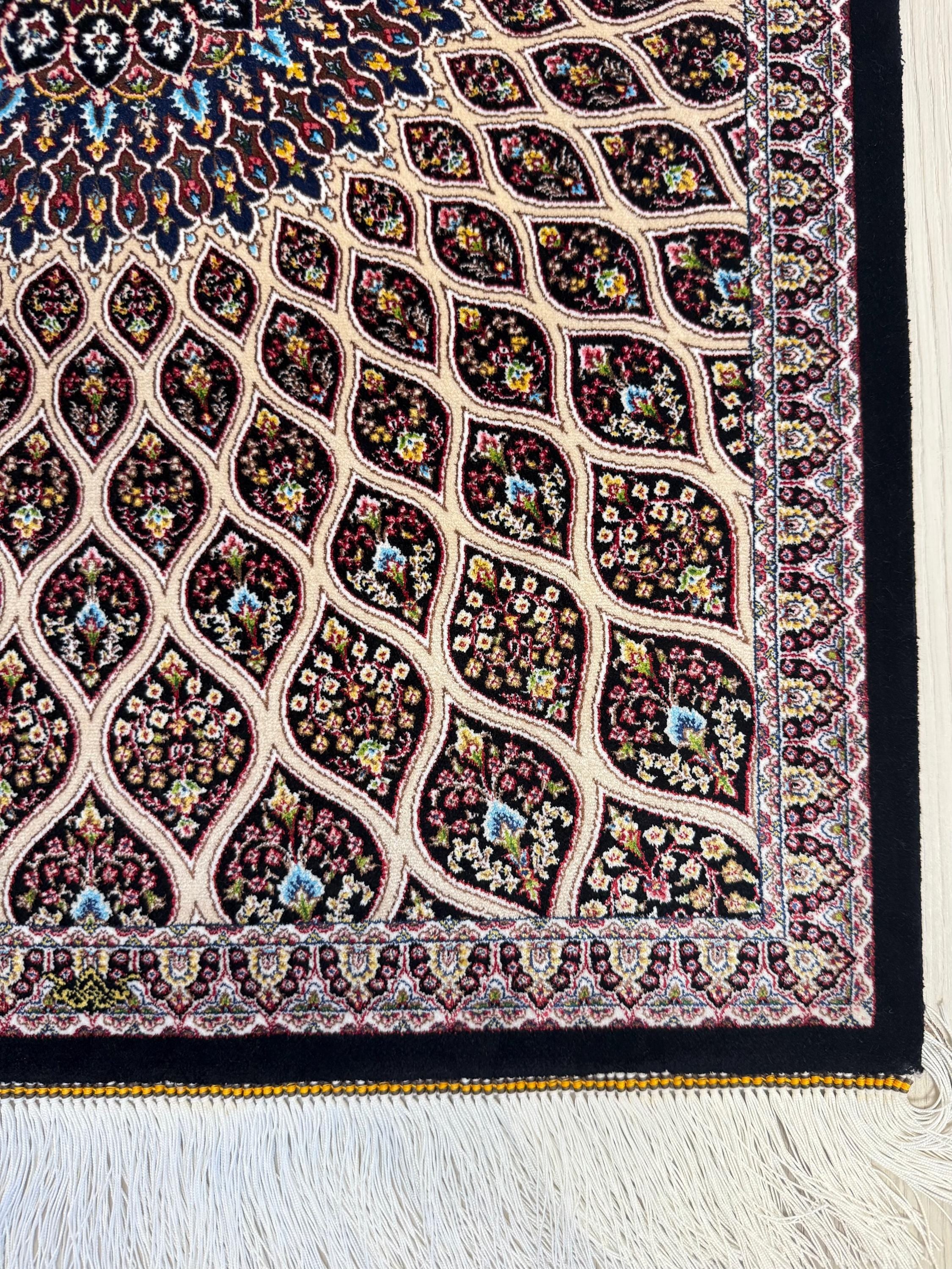 Elegant persian Bamboo Silk Rug 60x90 cm – Robot-Woven & Hand-Knotted Edges