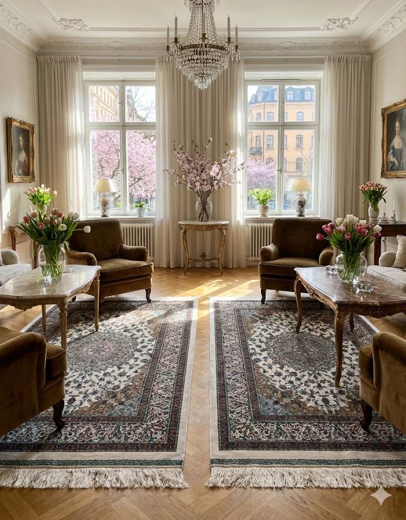 Luxury Persian Bamboo Silk Rug 100x150 cm – Robot-Woven & Hand-Knotted Edges