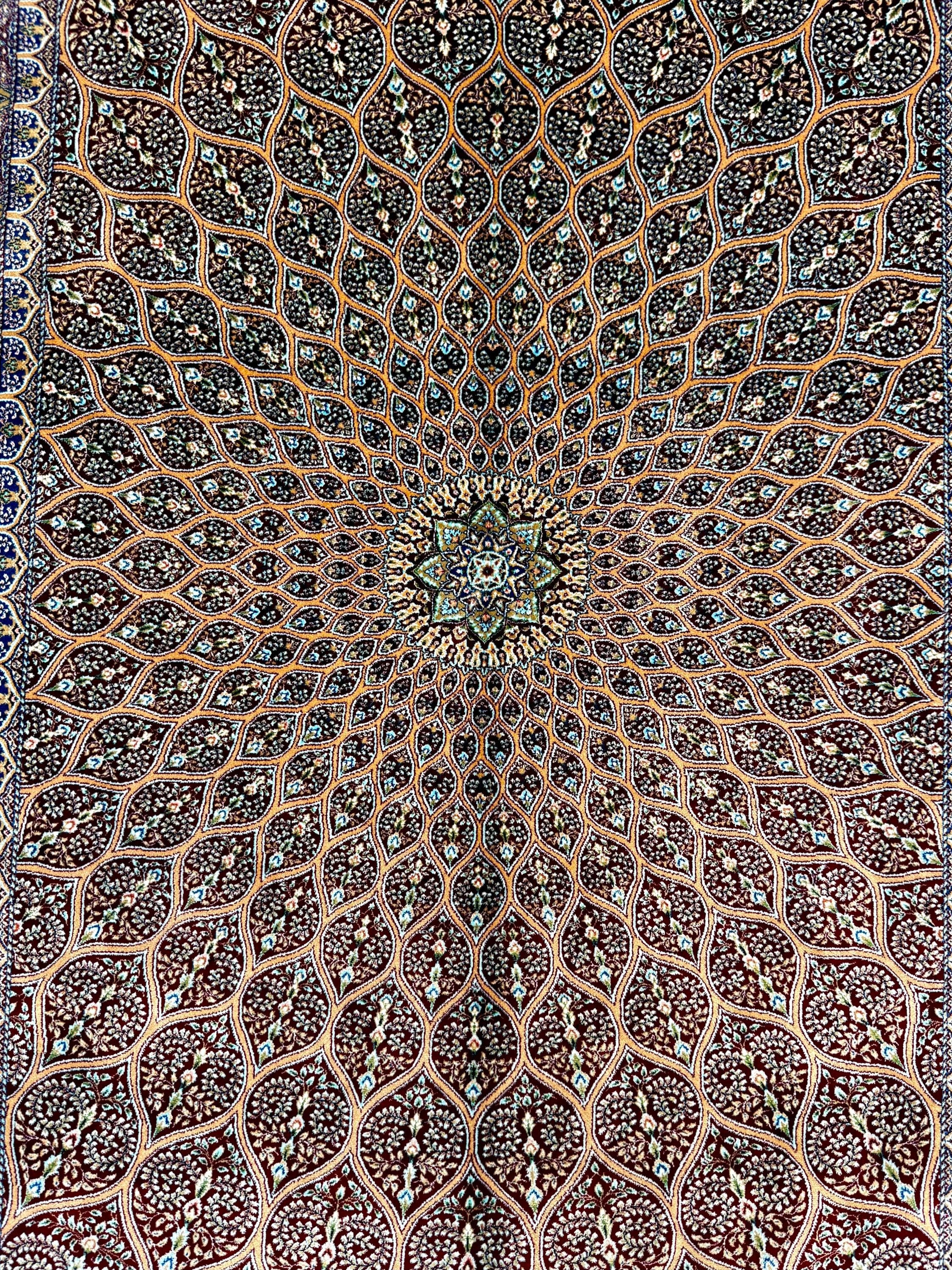 Luxury Persian Bamboo Silk Rug 100x150 cm – Robot-Woven & Hand-Knotted Edges