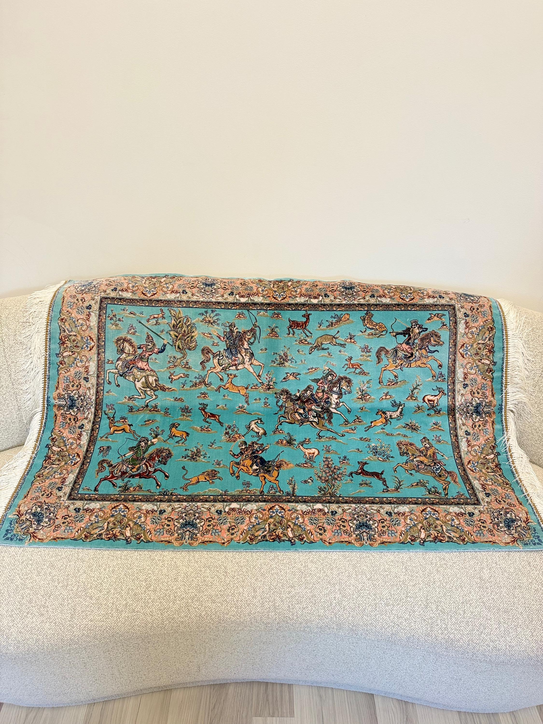 Luxury Persian Bamboo Silk Rug 80x120 cm – Robot-Woven & Hand-Knotted Edges