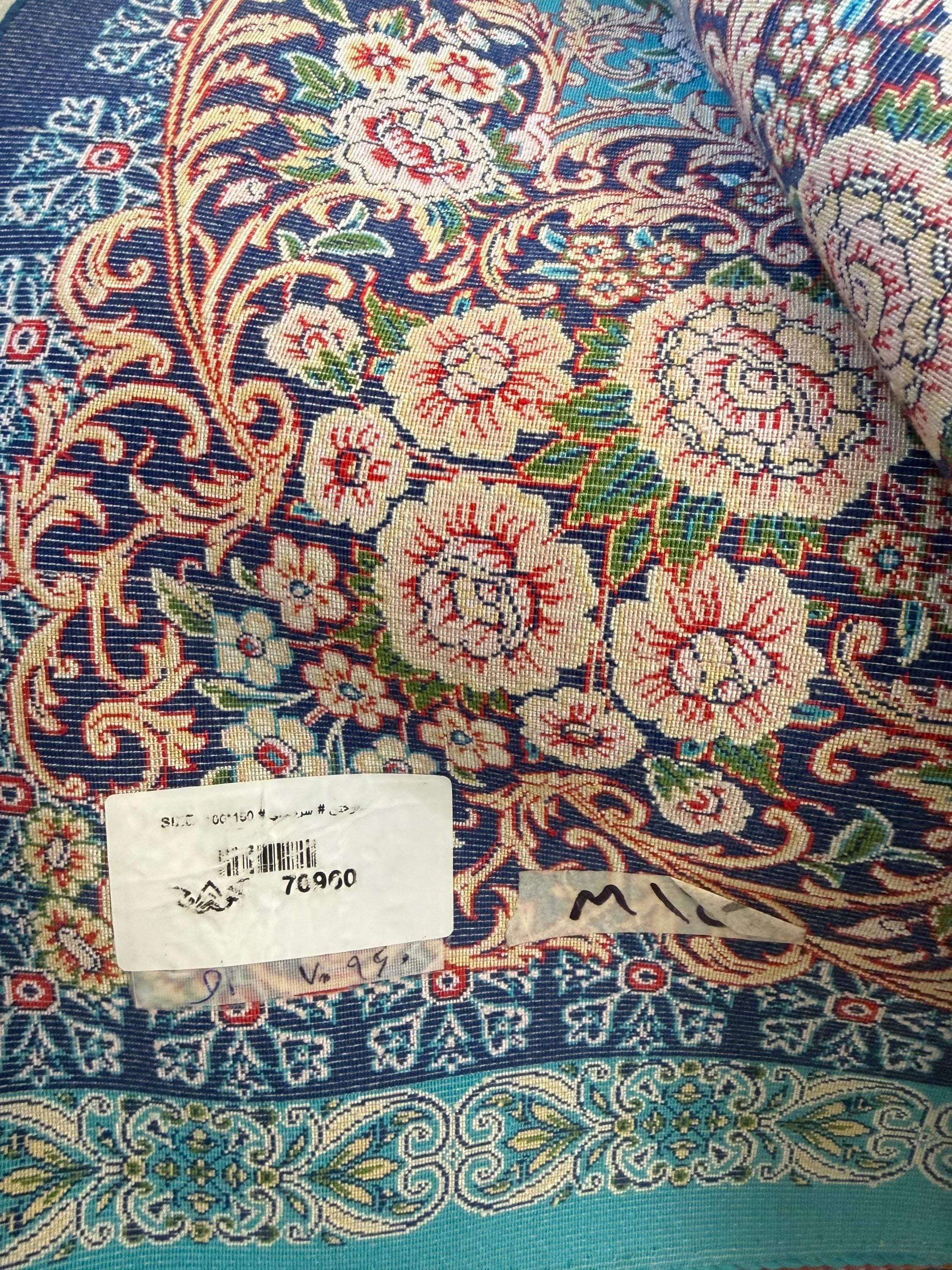 Luxury Persian Bamboo Silk Rug 100x150 cm – Robot-Woven & Hand-Knotted Edges