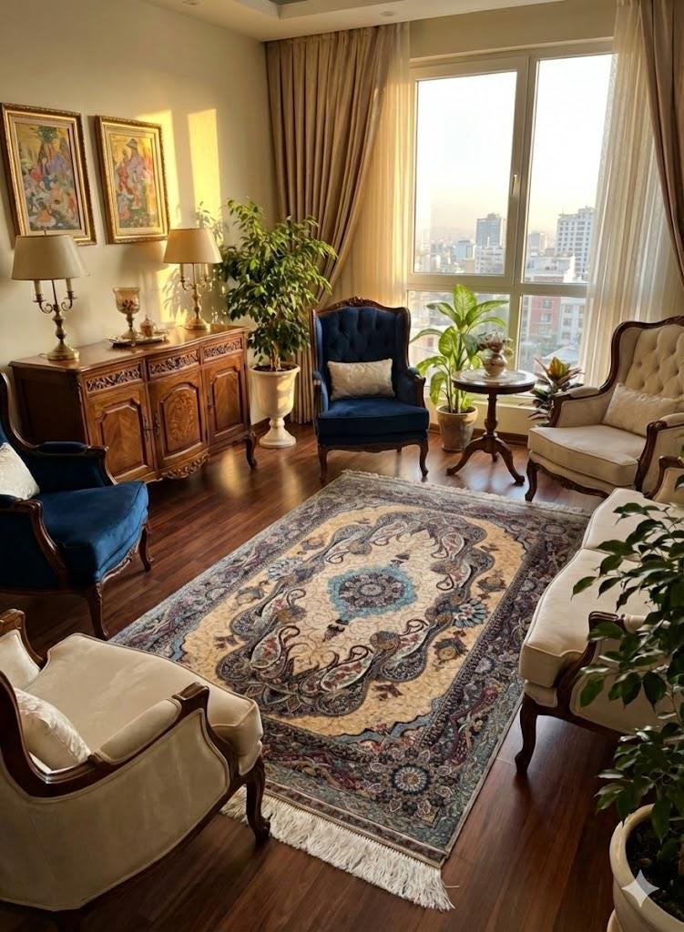 Luxury Persian Bamboo Silk Rug 100x150 cm – Robot-Woven & Hand-Knotted Edges