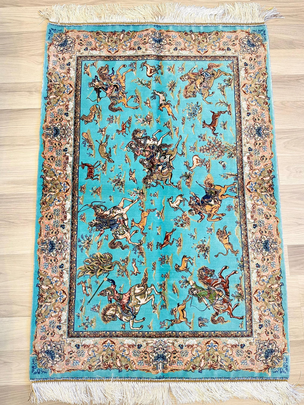 Luxury Persian Bamboo Silk Rug 80x120 cm – Robot-Woven & Hand-Knotted Edges