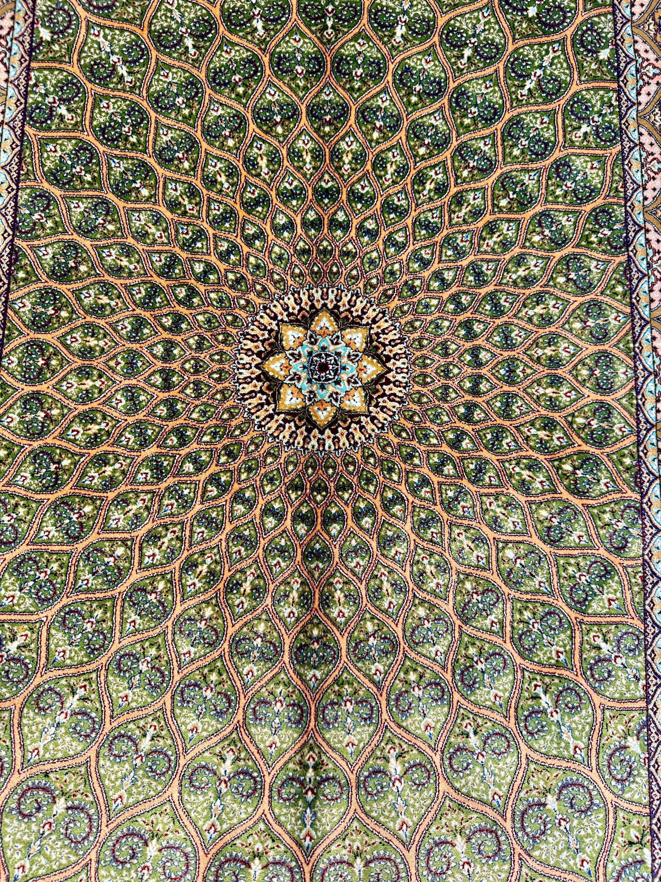 Luxury Persian Bamboo Silk Rug 80x120 cm – Robot-Woven & Hand-Knotted Edges