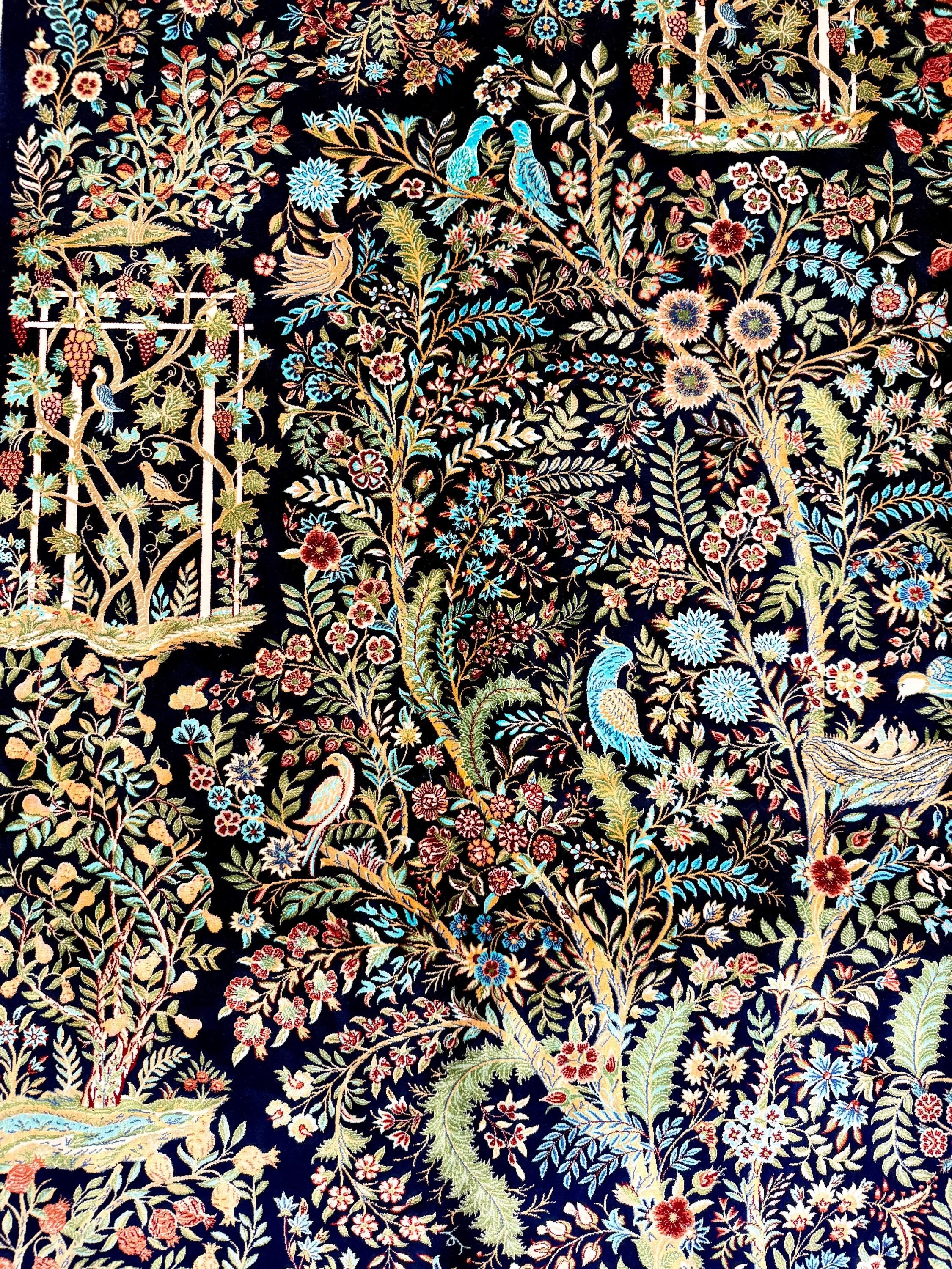 Luxury Persian Bamboo Silk Rug 120x180 cm – Robot-Woven & Hand-Knotted Edges