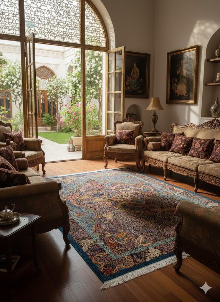 Luxury Persian Bamboo Silk Rug 100x150 cm – Robot-Woven & Hand-Knotted Edges