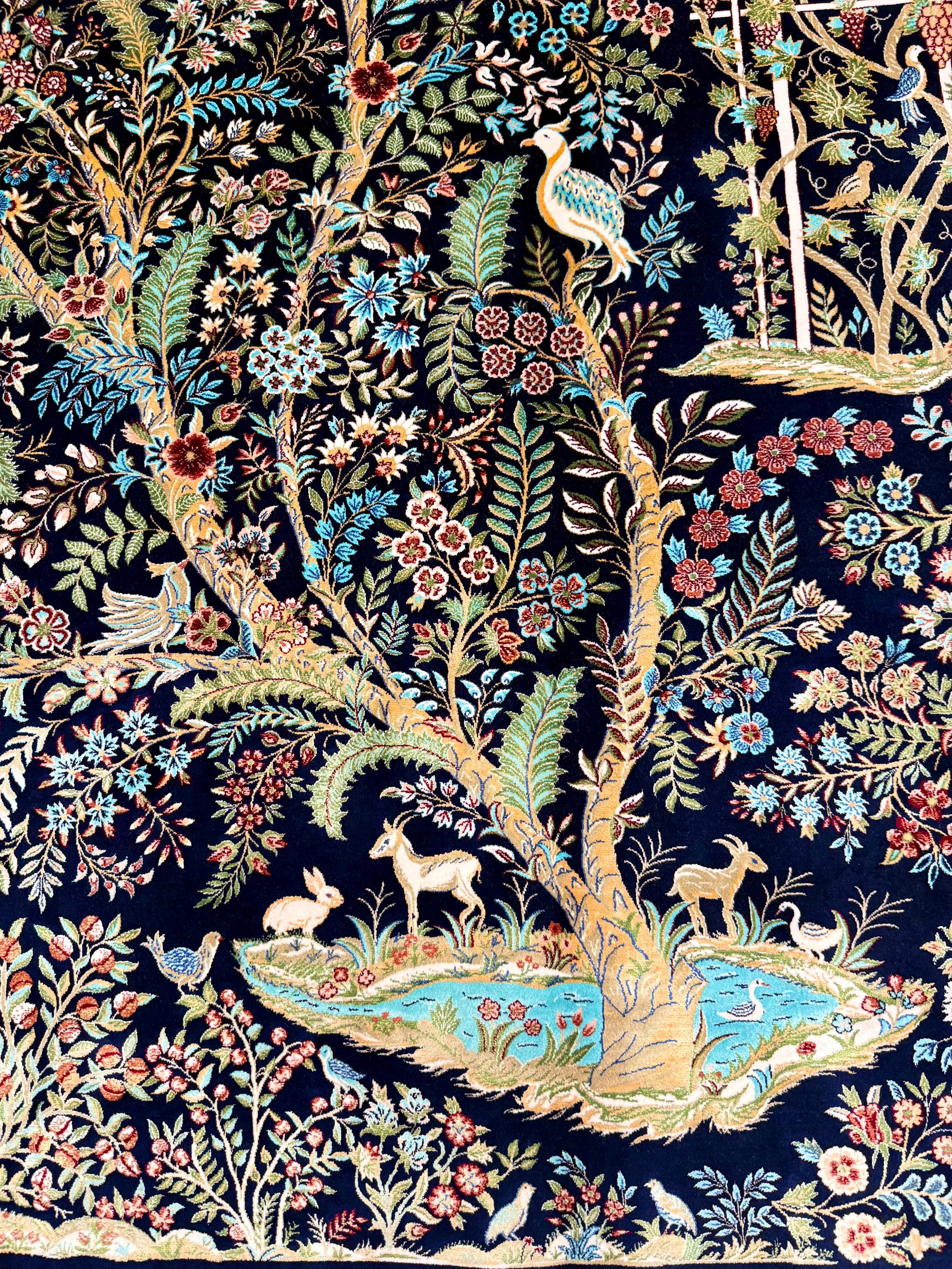 Luxury Persian Bamboo Silk Rug 120x180 cm – Robot-Woven & Hand-Knotted Edges