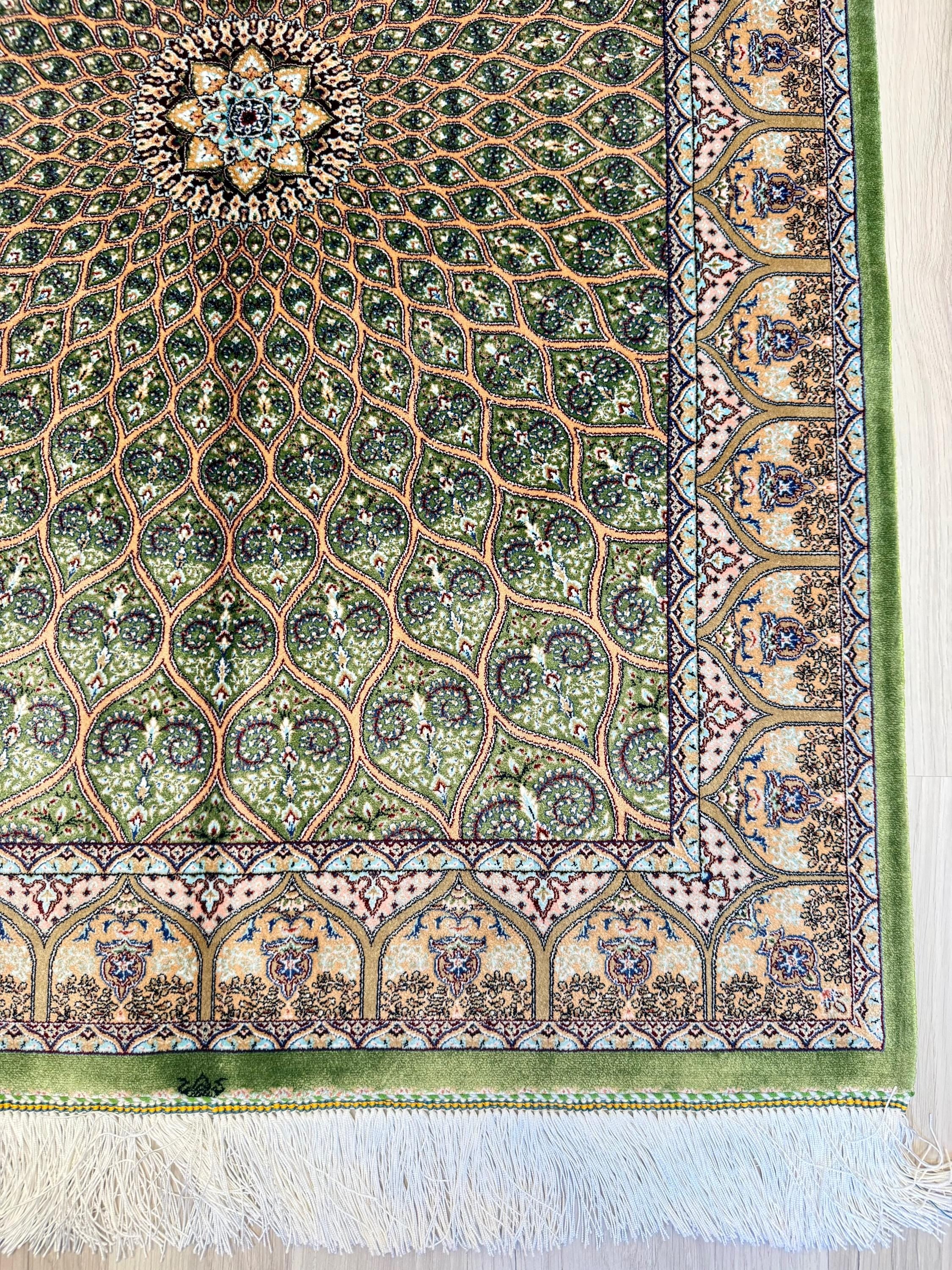 Luxury Persian Bamboo Silk Rug 80x120 cm – Robot-Woven & Hand-Knotted Edges