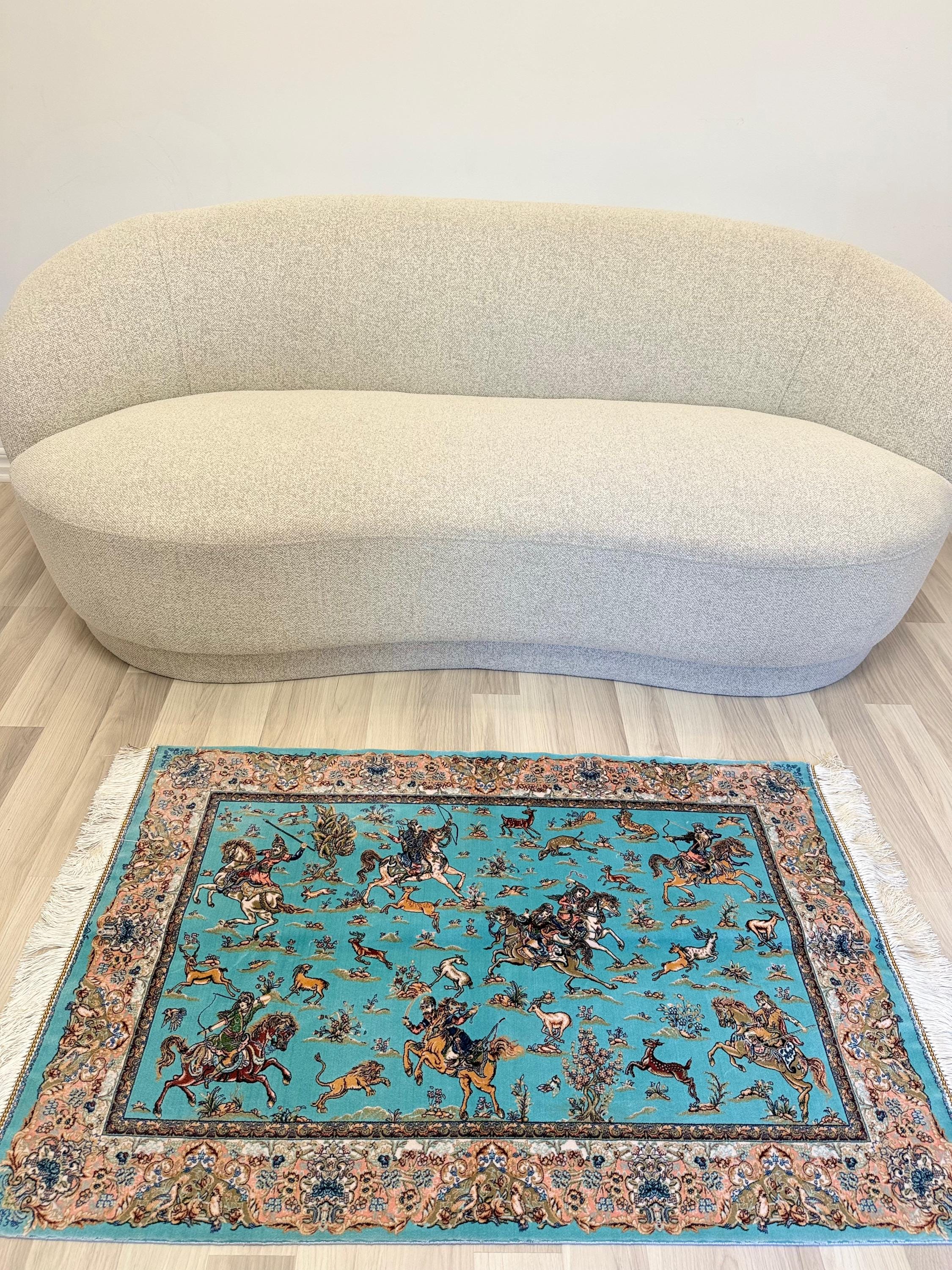 Luxury Persian Bamboo Silk Rug 80x120 cm – Robot-Woven & Hand-Knotted Edges