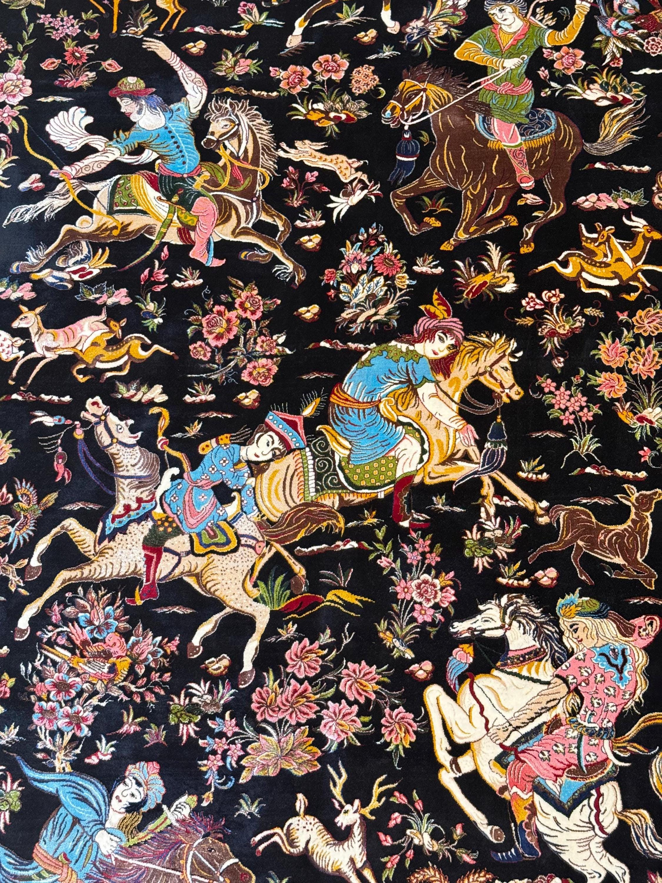 Luxury Persian Bamboo Silk Rug 150x225 cm – Robot-Woven & Hand-Knotted Edges