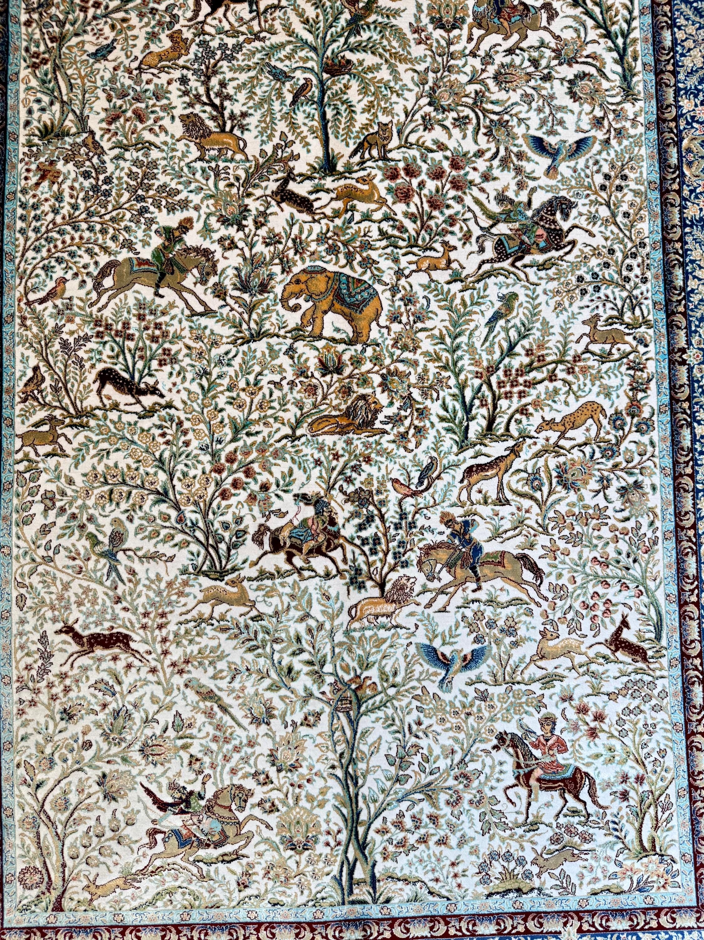 Luxury Persian Bamboo Silk Rug 100x150 cm – Robot-Woven & Hand-Knotted Edges