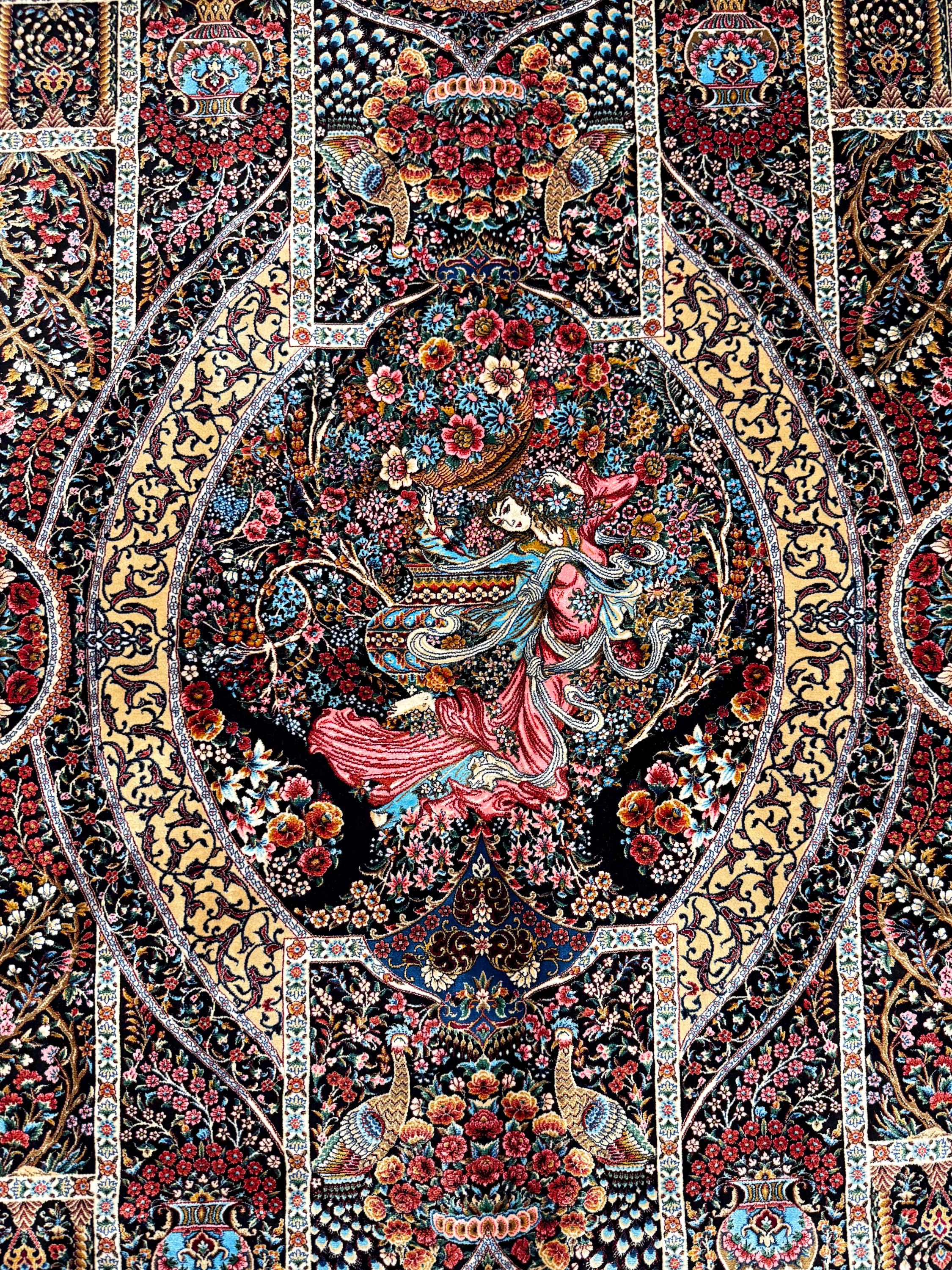 Luxury Persian Bamboo Silk Rug 150x225 cm – Robot-Woven & Hand-Knotted Edges