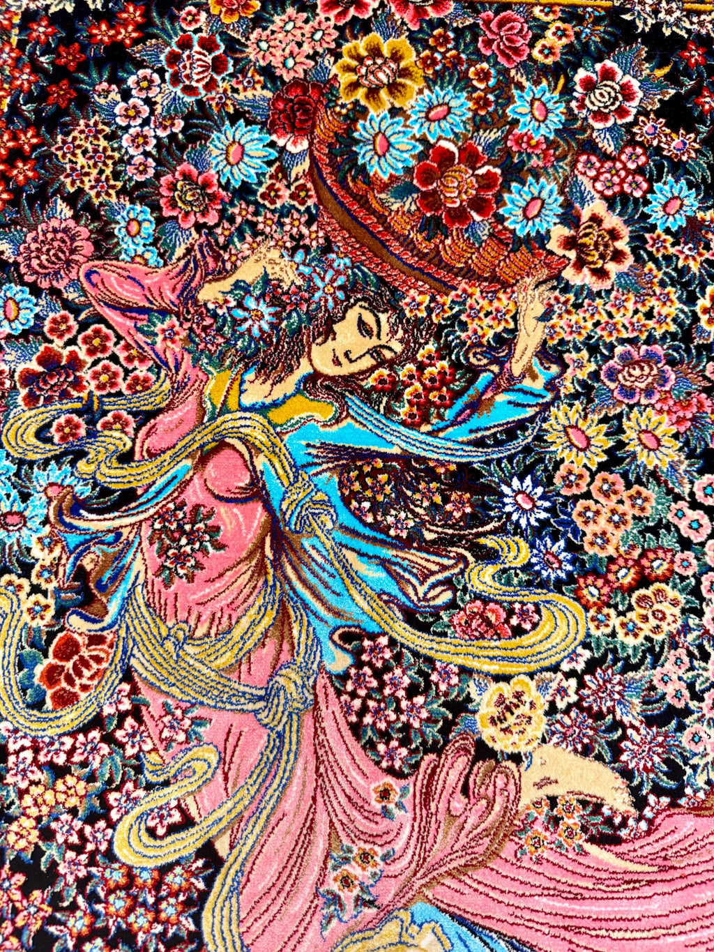 Luxury Persian Bamboo Silk Rug Wall Art Rug 50x70 cm – Robot-Woven & Hand-Knotted Edges