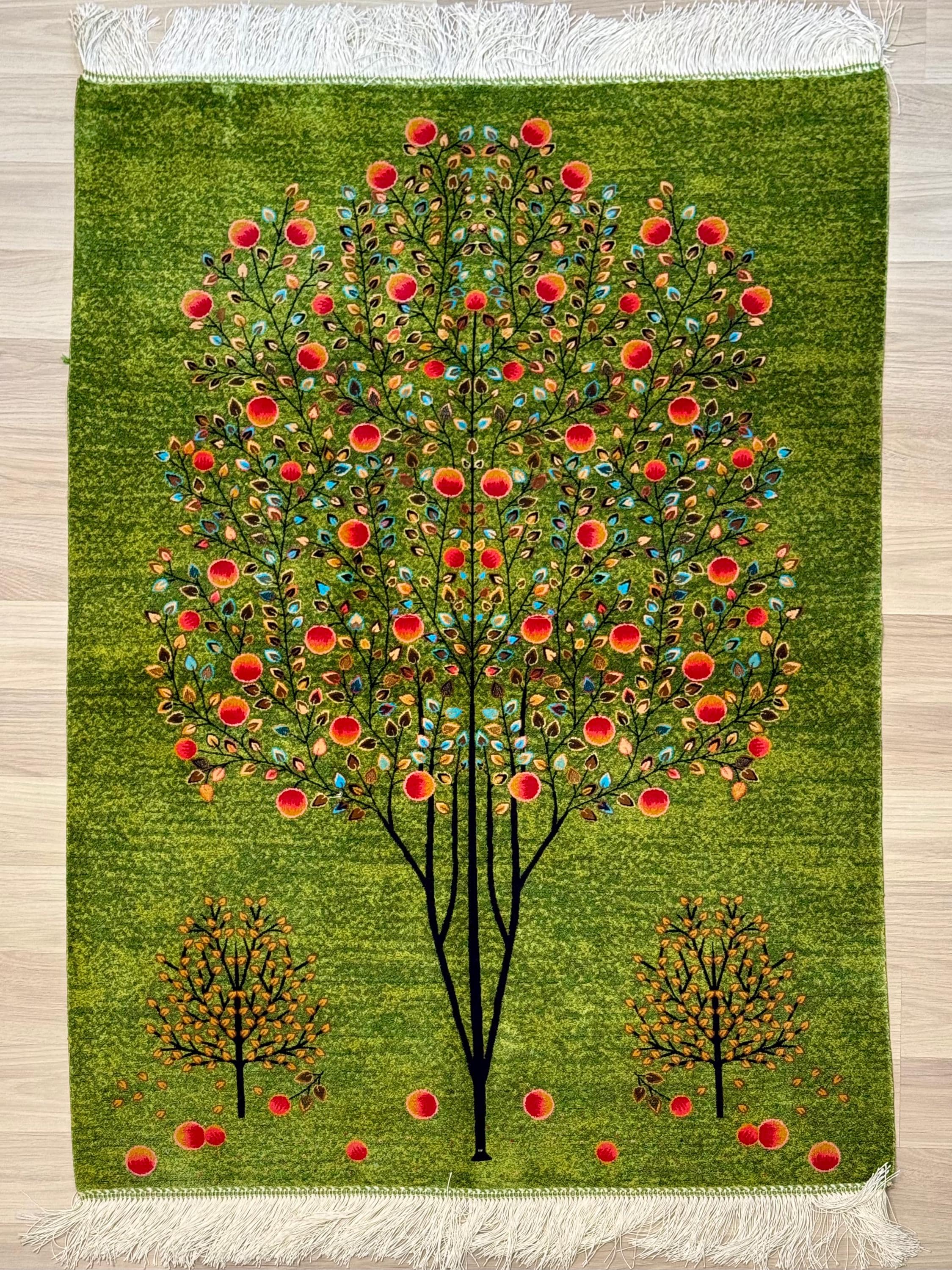 Luxury Persian Bamboo Silk Gabbeh Rug 100x150 cm – Robot-Woven & Hand-Knotted Edges