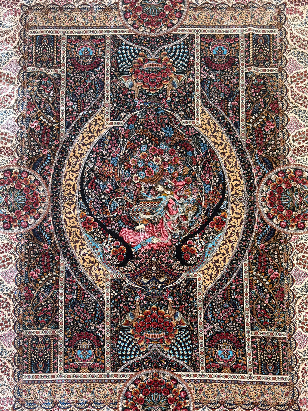 Luxury Persian Bamboo Silk Rug 200x300 cm – Robot-Woven & Hand-Knotted Edges