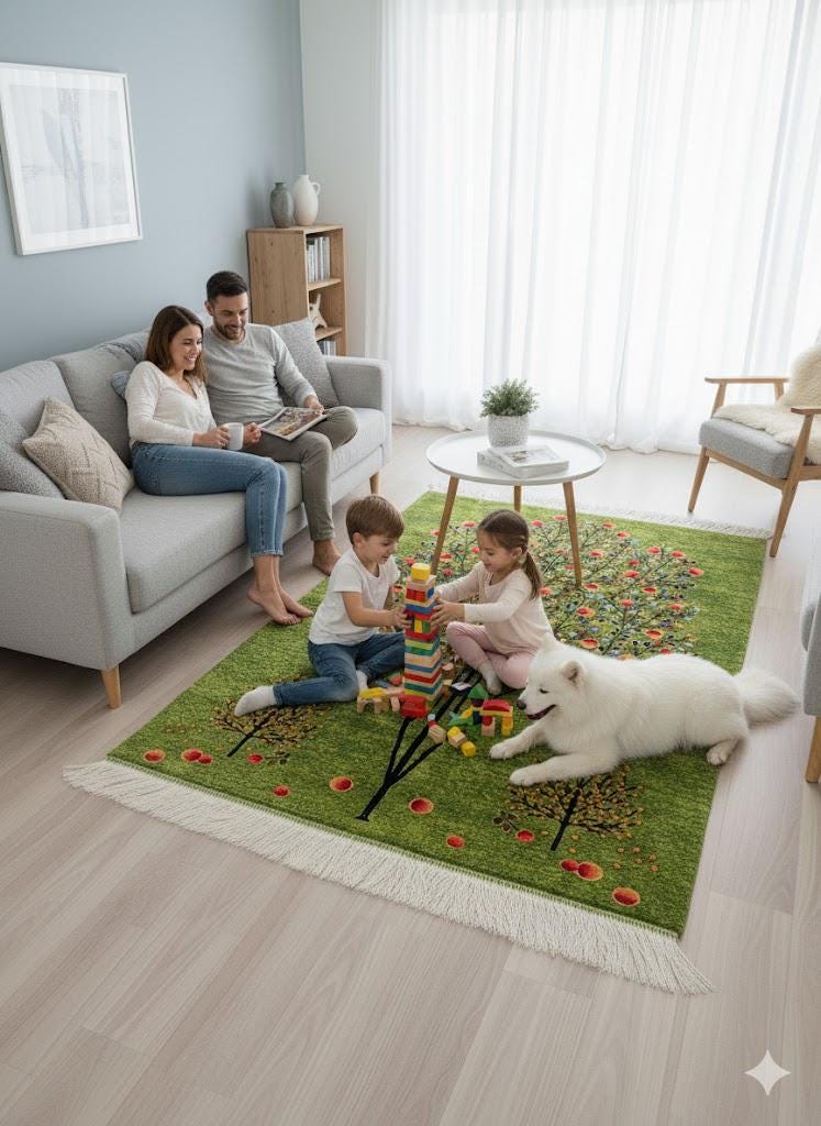 Luxury Persian Bamboo Silk Gabbeh Rug 100x150 cm – Robot-Woven & Hand-Knotted Edges