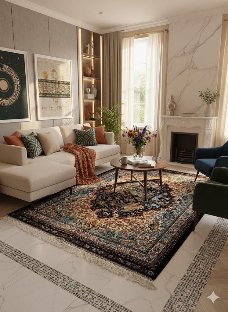 Luxury Persian Bamboo Silk Rug 150x225 cm – Robot-Woven & Hand-Knotted Edges