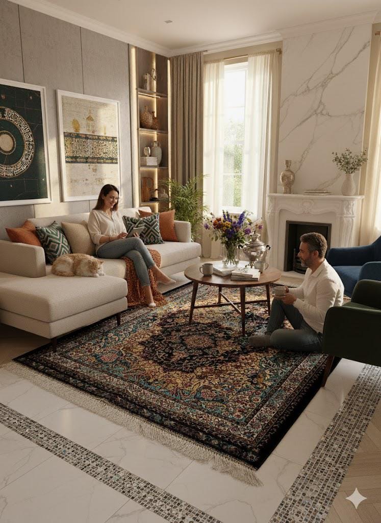 Luxury Persian Bamboo Silk Rug 150x225 cm – Robot-Woven & Hand-Knotted Edges