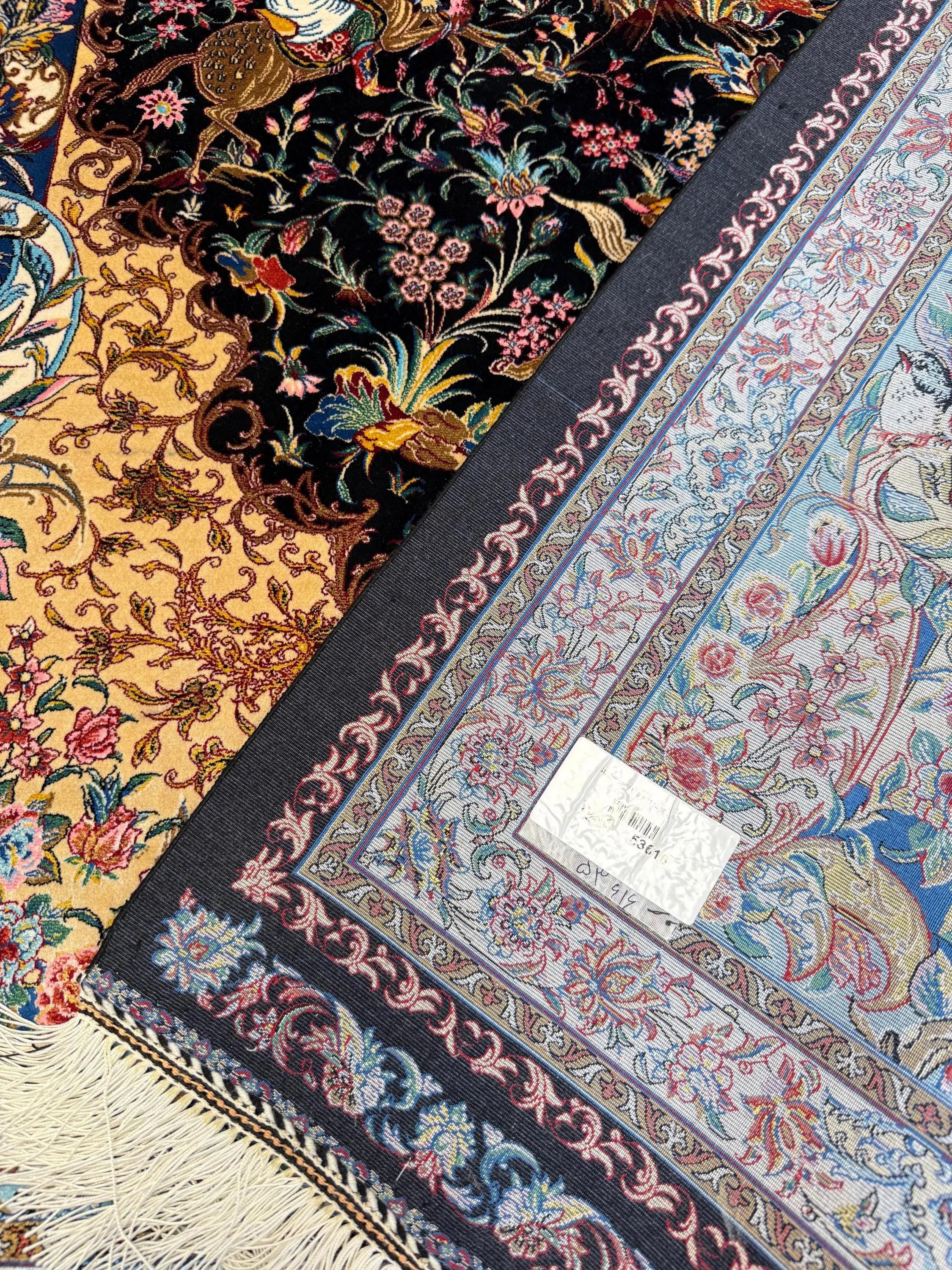 Luxury Persian Bamboo Silk Rug 100x150 cm – Robot-Woven & Hand-Knotted Edges