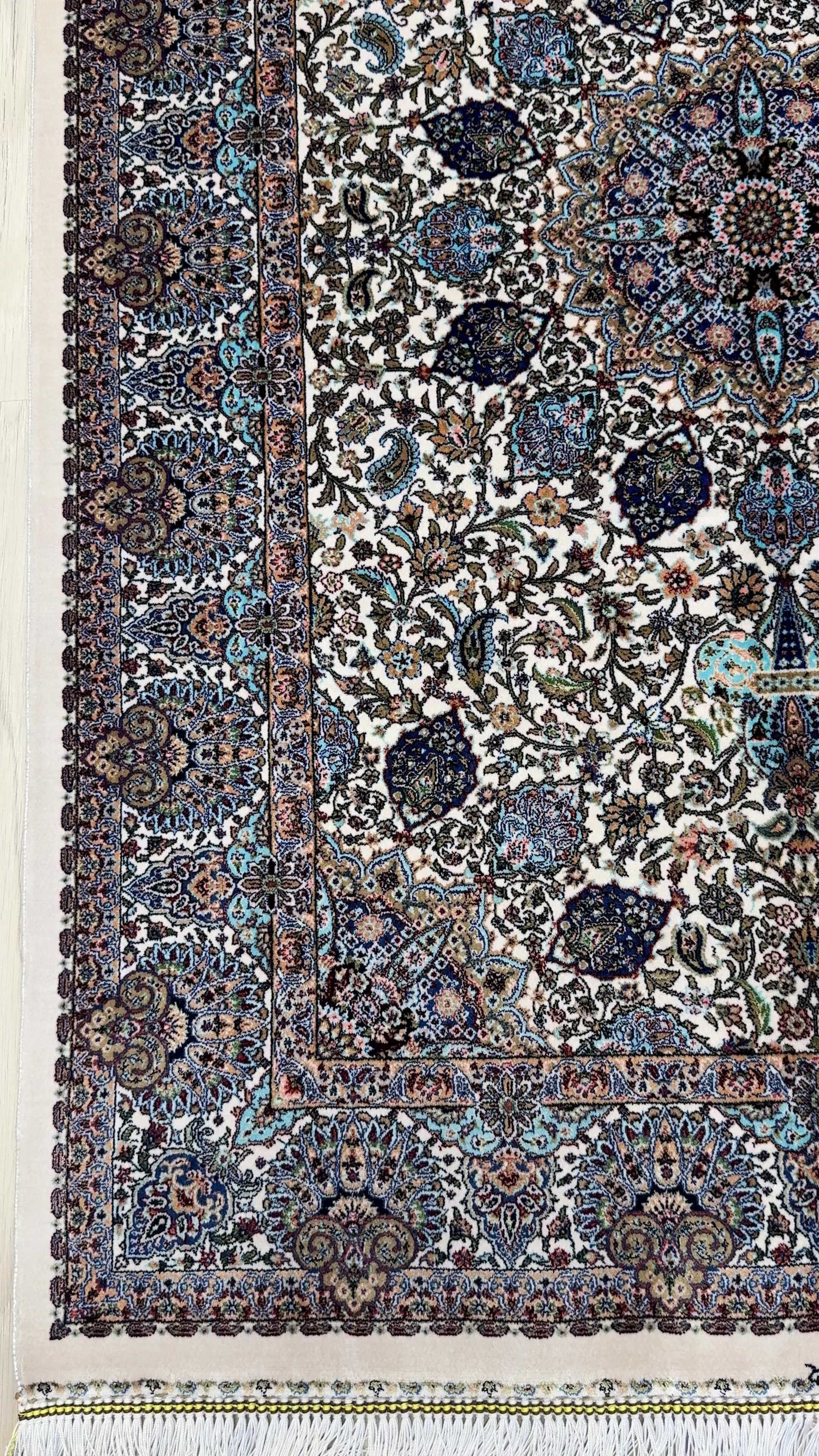 Luxury Persian Bamboo Silk Rug 80x120 cm – Robot-Woven & Hand-Knotted Edges