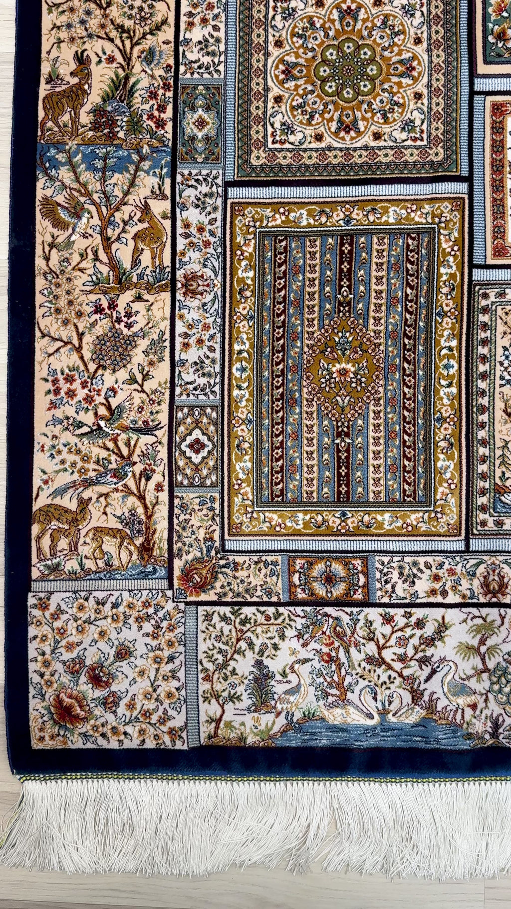 Luxury Persian Bamboo Silk Rug 120x180 cm – Robot-Woven & Hand-Knotted Edges