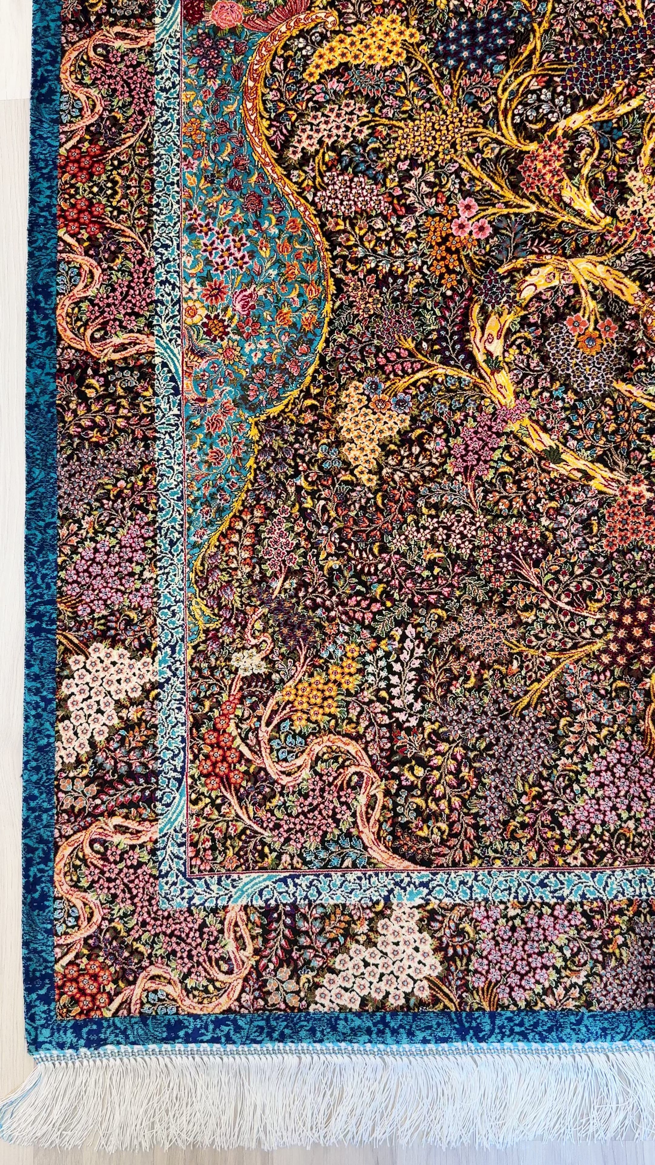 Luxury Persian Bamboo Silk Rug 100x150 cm – Robot-Woven & Hand-Knotted Edges