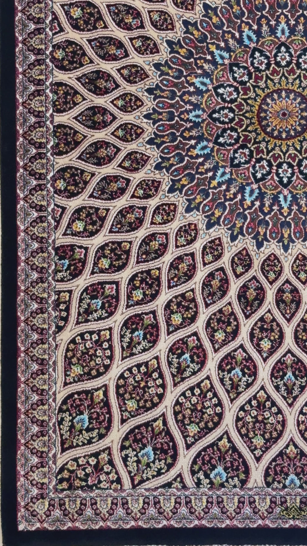 Elegant persian Bamboo Silk Rug 60x90 cm – Robot-Woven & Hand-Knotted Edges