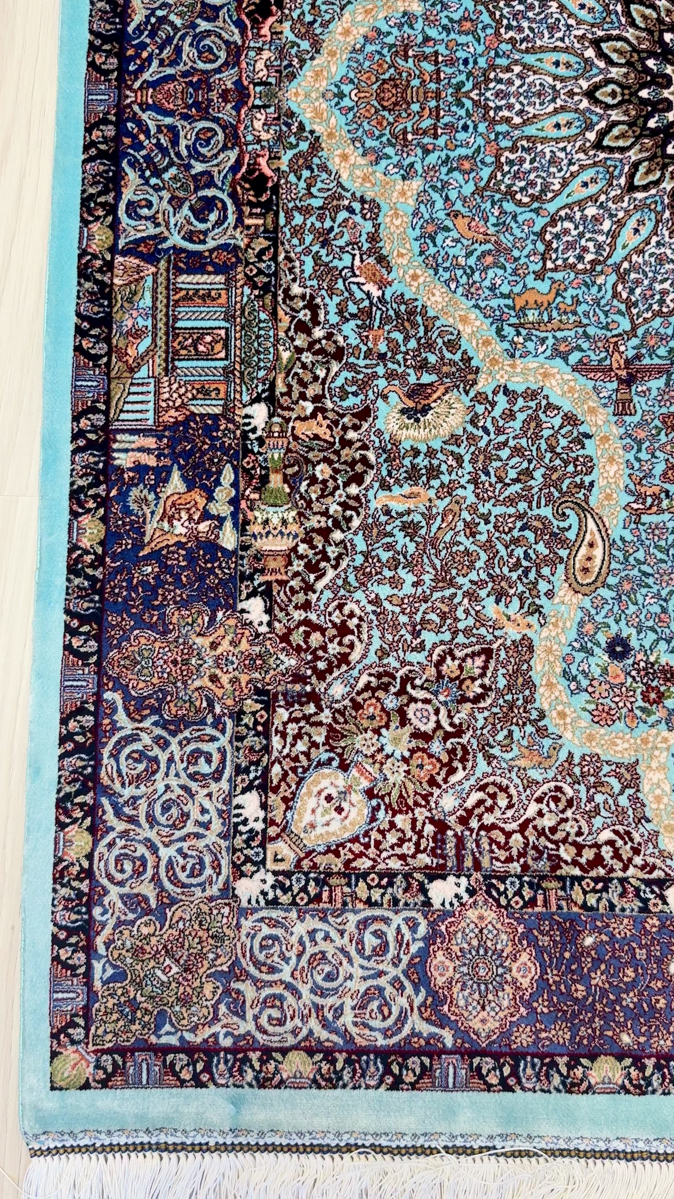 Luxury Persian Bamboo Silk Rug 80x120 cm – Robot-Woven & Hand-Knotted Edges