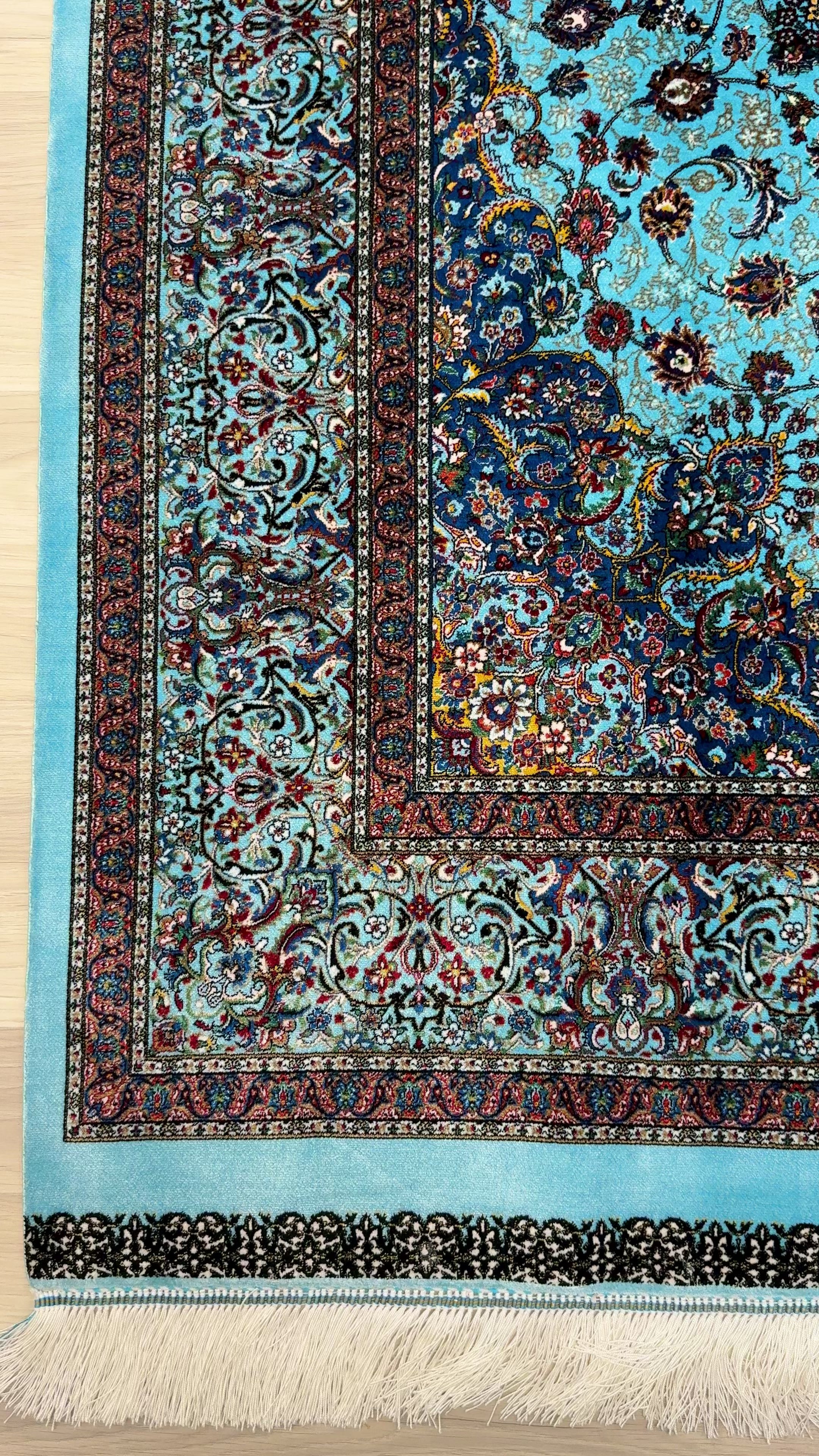 Luxury Persian Bamboo Silk Rug 120x180 cm – Robot-Woven & Hand-Knotted Edges