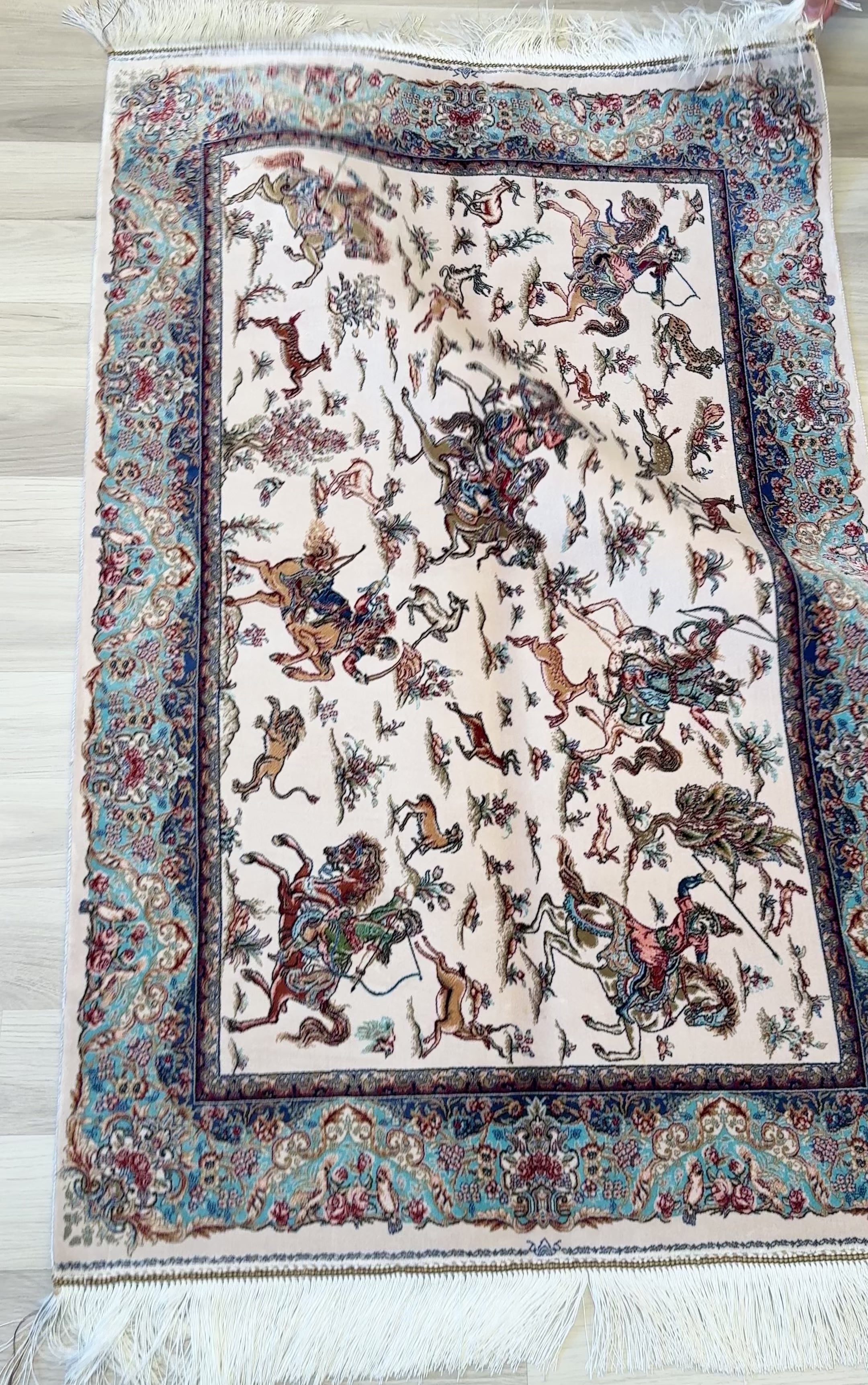 Luxury Persian Bamboo Silk Rug 80x120 cm – Robot-Woven & Hand-Knotted Edges