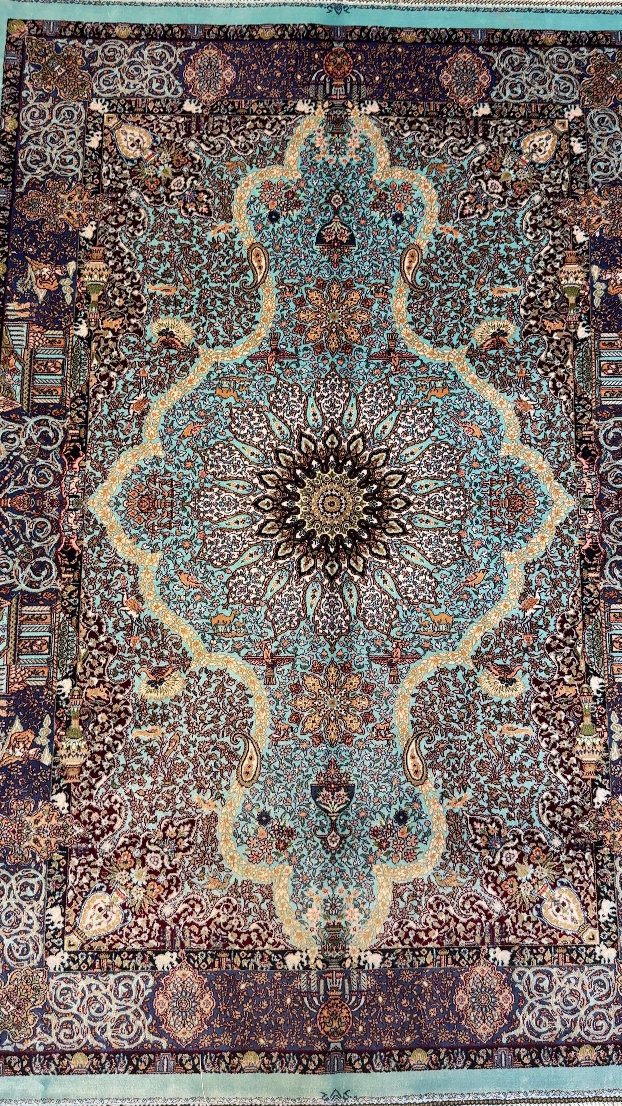 Luxury Persian Bamboo Silk Rug 80x120 cm – Robot-Woven & Hand-Knotted Edges