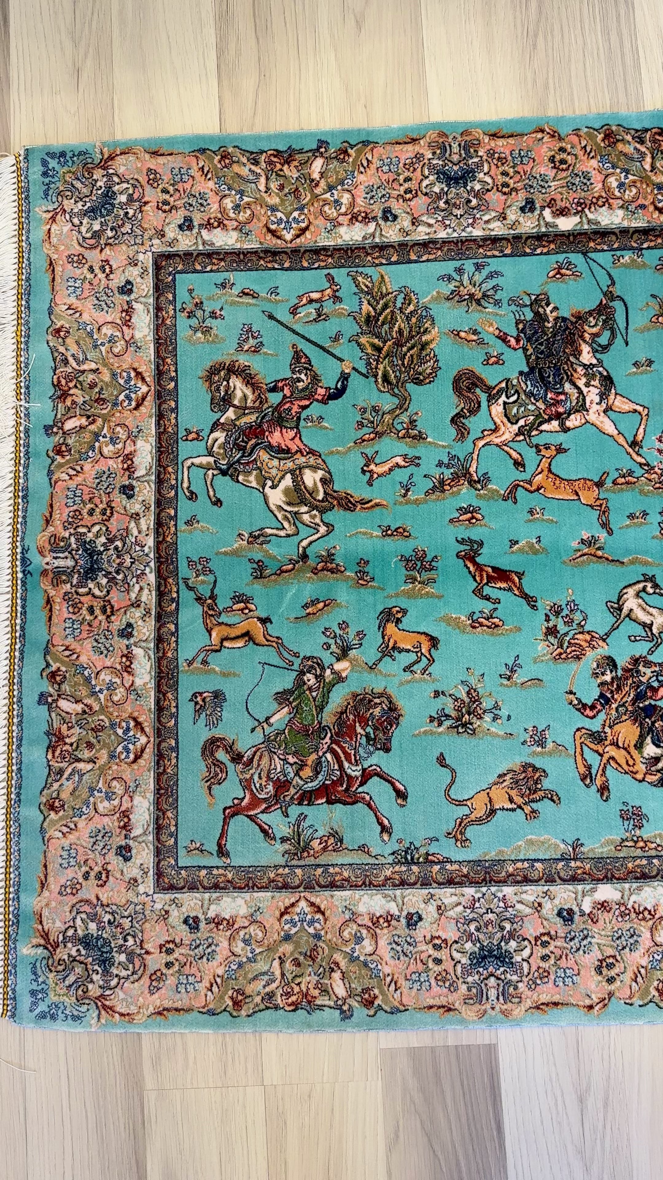 Luxury Persian Bamboo Silk Rug 80x120 cm – Robot-Woven & Hand-Knotted Edges