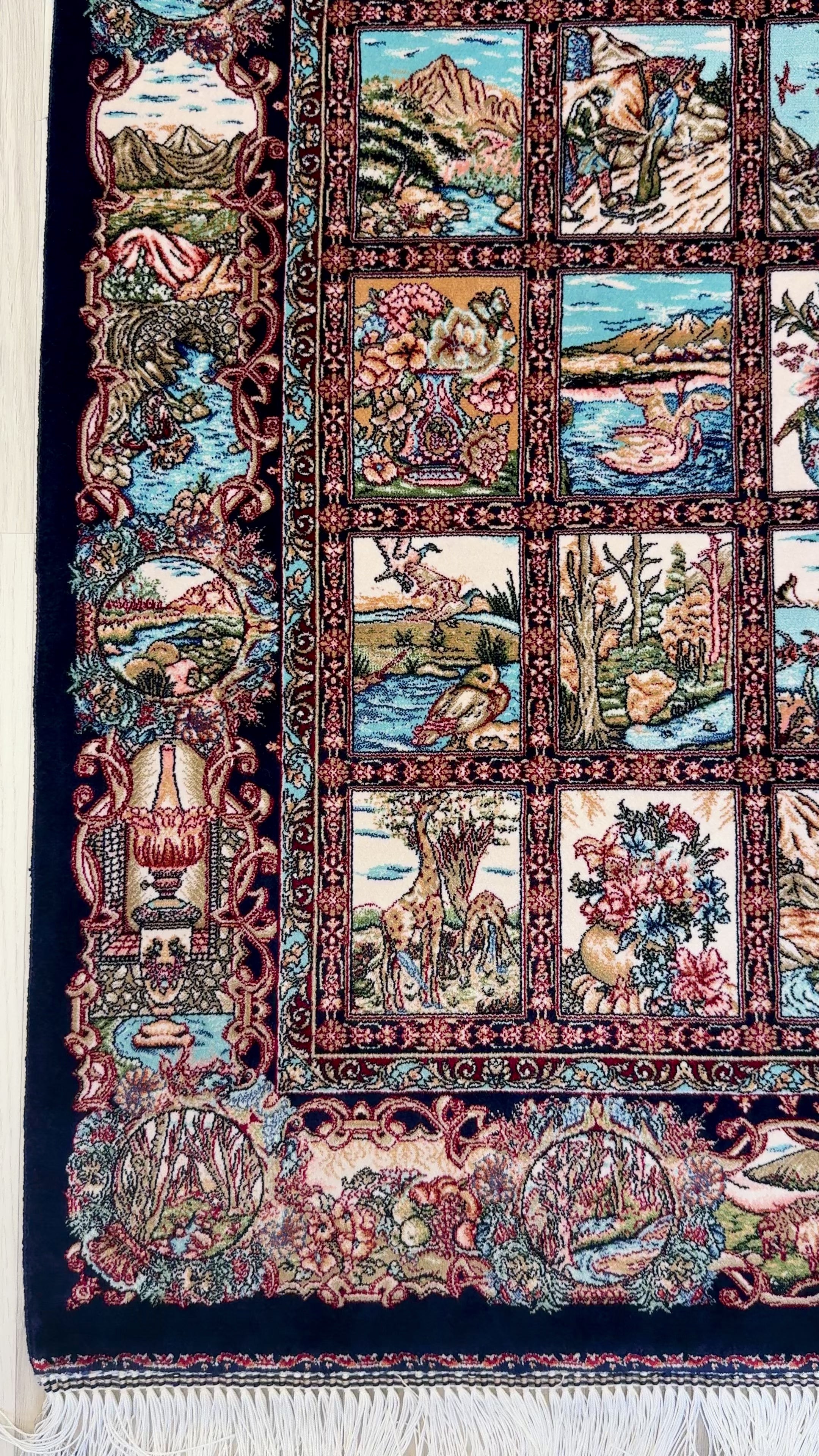 Luxury Persian Bamboo Silk Rug 80x120 cm – Robot-Woven & Hand-Knotted Edges