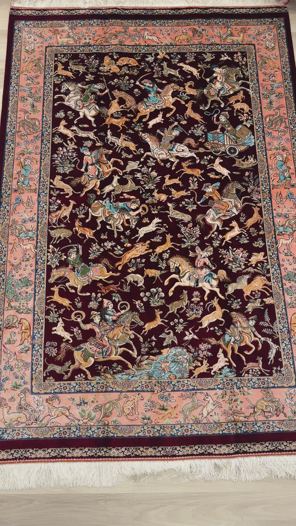 Luxury Persian Bamboo Silk Rug 120x180 cm – Robot-Woven & Hand-Knotted Edges