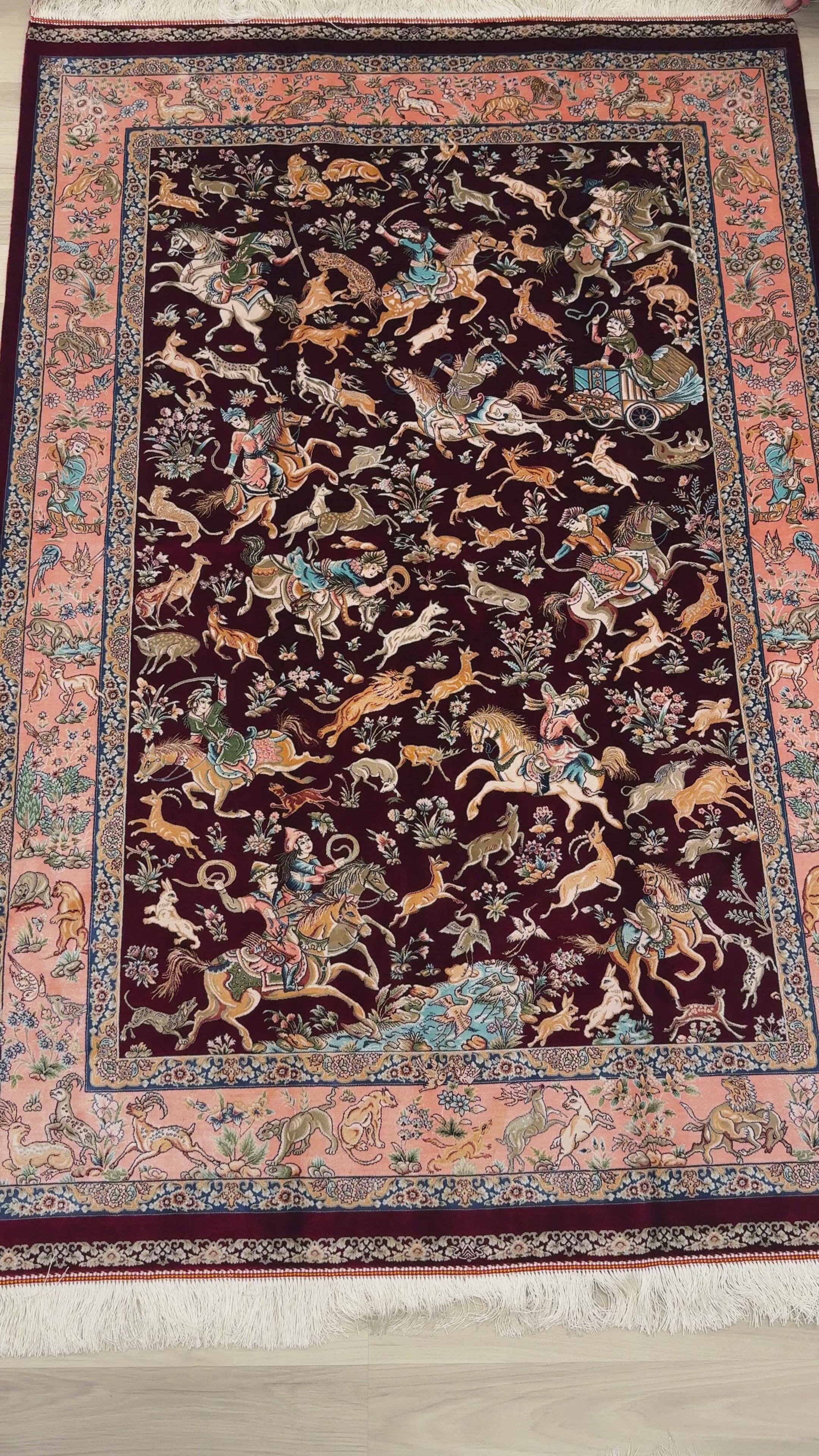 Luxury Persian Bamboo Silk Rug 120x180 cm – Robot-Woven & Hand-Knotted Edges