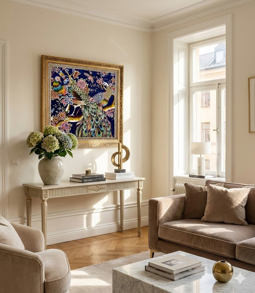 Luxury Persian Bamboo Silk Rug Wall Art Rug 50x50 cm – Robot-Woven & Hand-Knotted Edges