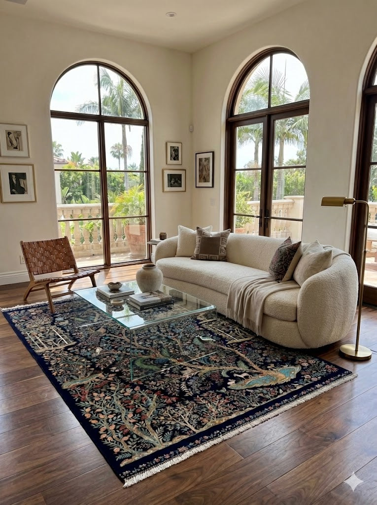 Luxury Persian Bamboo Silk Rug 150x230 cm – Robot-Woven & Hand-Knotted Edges