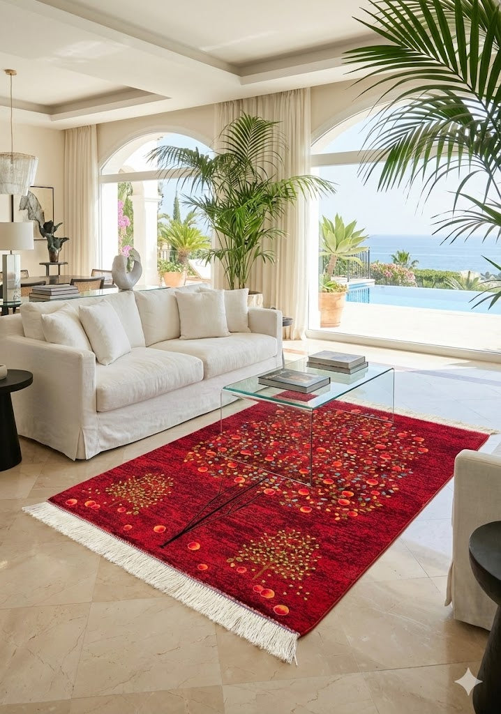 Luxury Persian Bamboo Silk Gabbeh Rug 85x125 cm – Robot-Woven & Hand-Knotted Edges